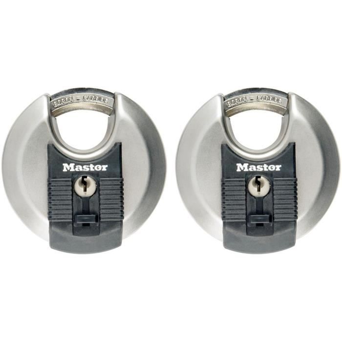 Juego de 2 candados de disco - master lock - m40eurt - acero inoxidable - 7