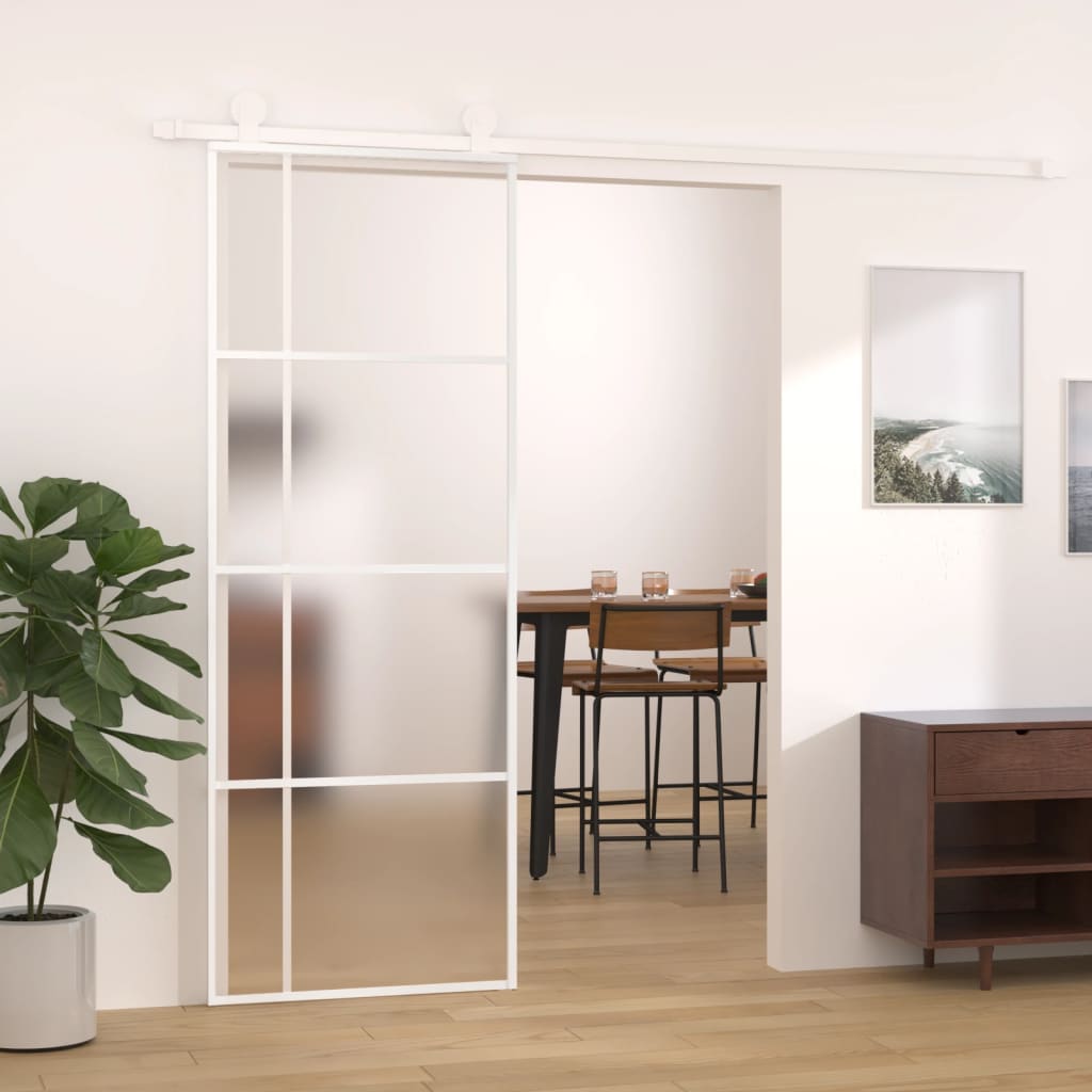 Puerta corredera esg vidrio y aluminio blanca 76x205 cm esxt9373