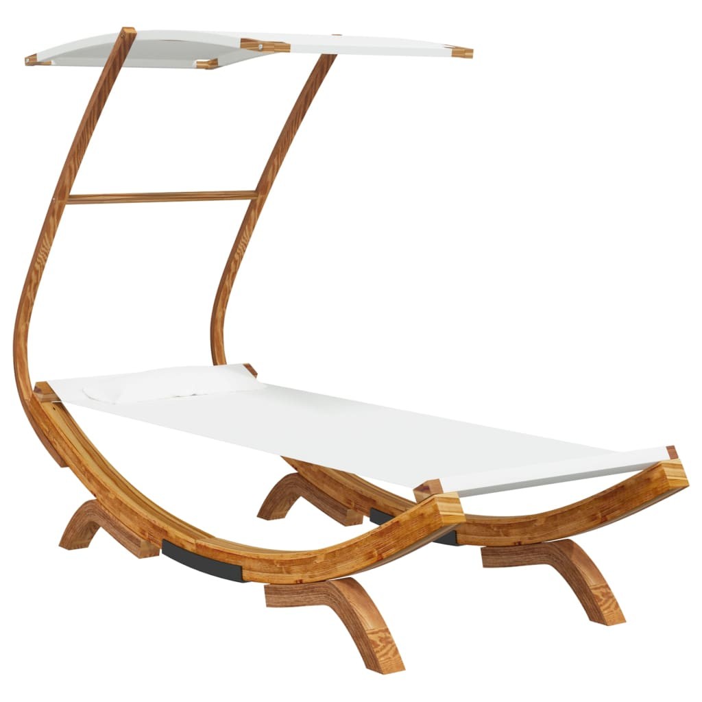 vidaXL tumbona con dosel madera maciza curvada crema 100x190x134 cm