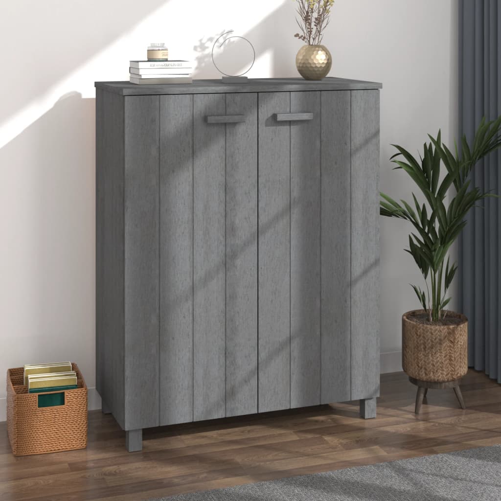 Zapatero hamar madera maciza pino gris oscuro 85x40x108 cm