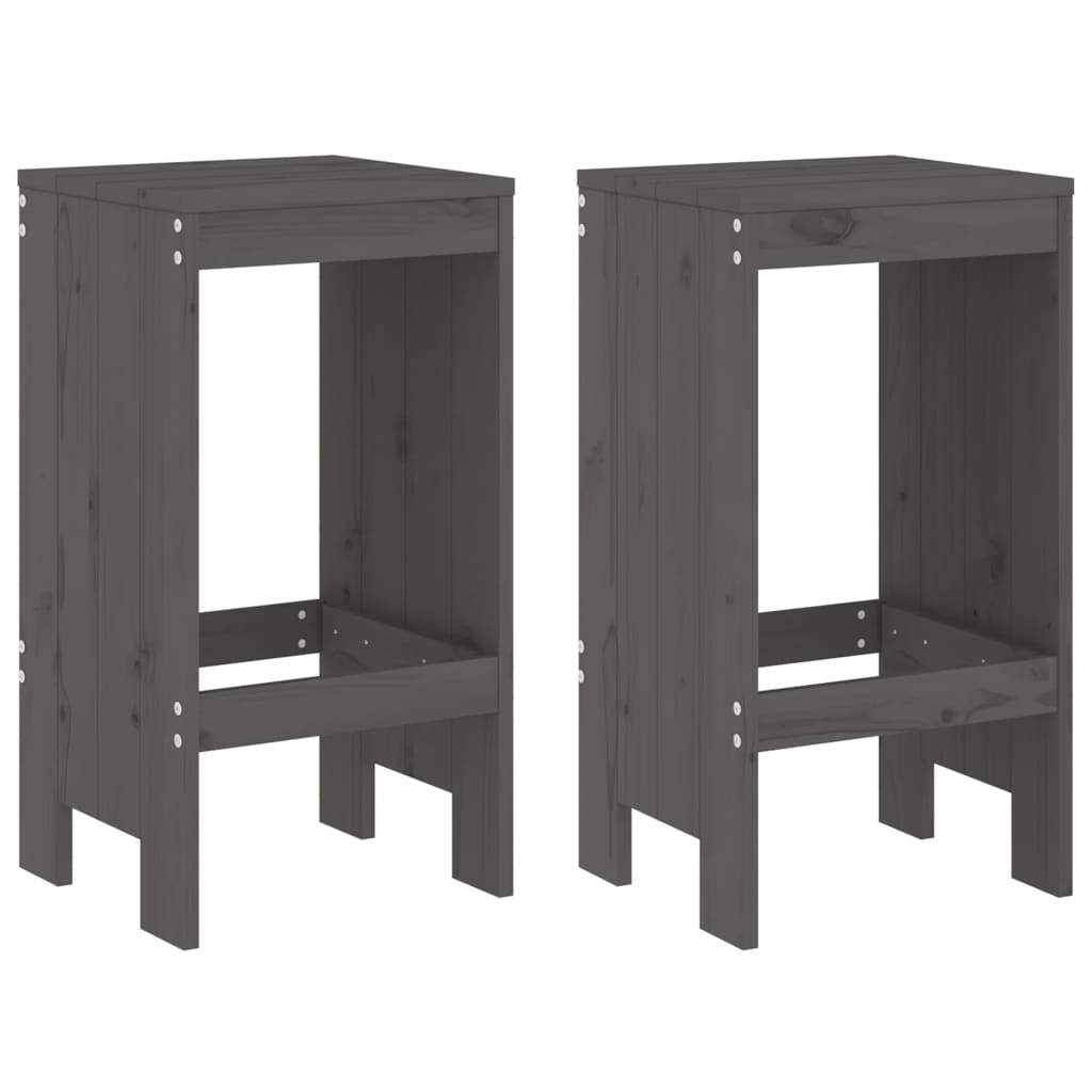 vidaXL taburetes de cocina 2 uds madera maciza pino gris 40x36x75 cm