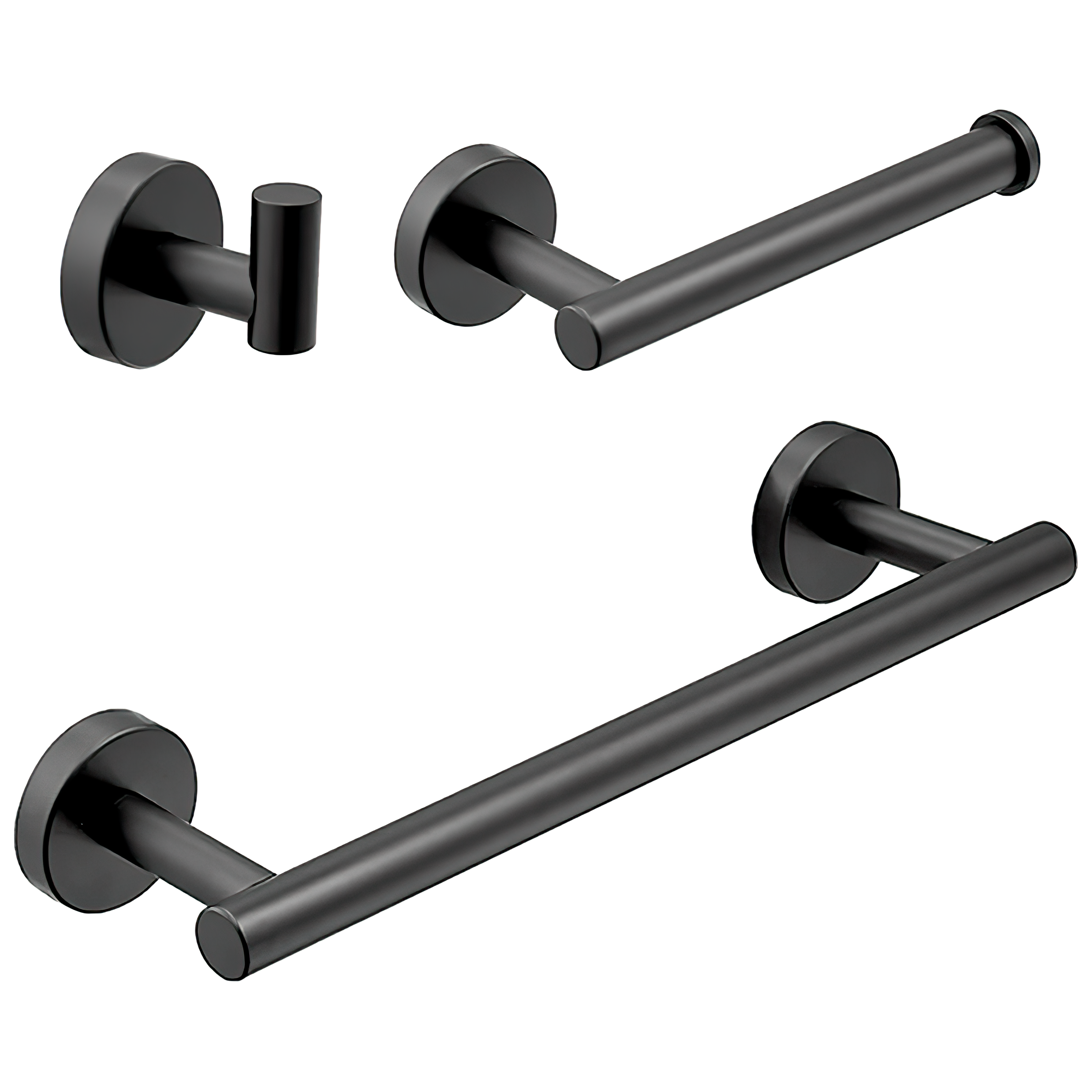 Valaz accesorios de baño en negro mate toallero 40cm+3perchas+portarollos