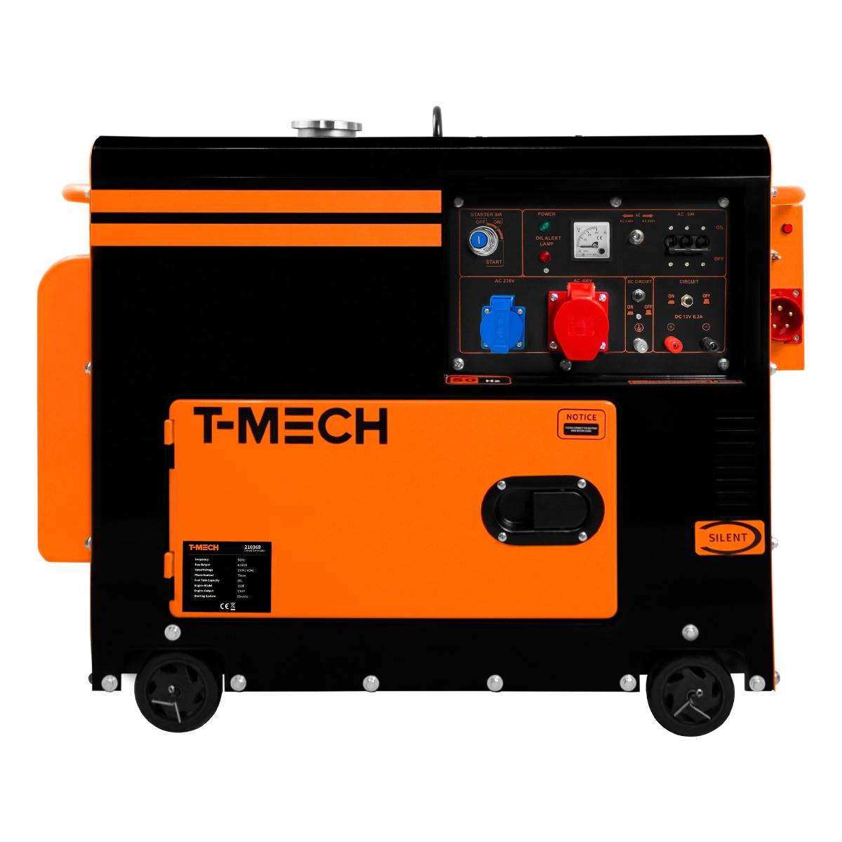 T-mech generador diésel trifásico silencioso 400v
