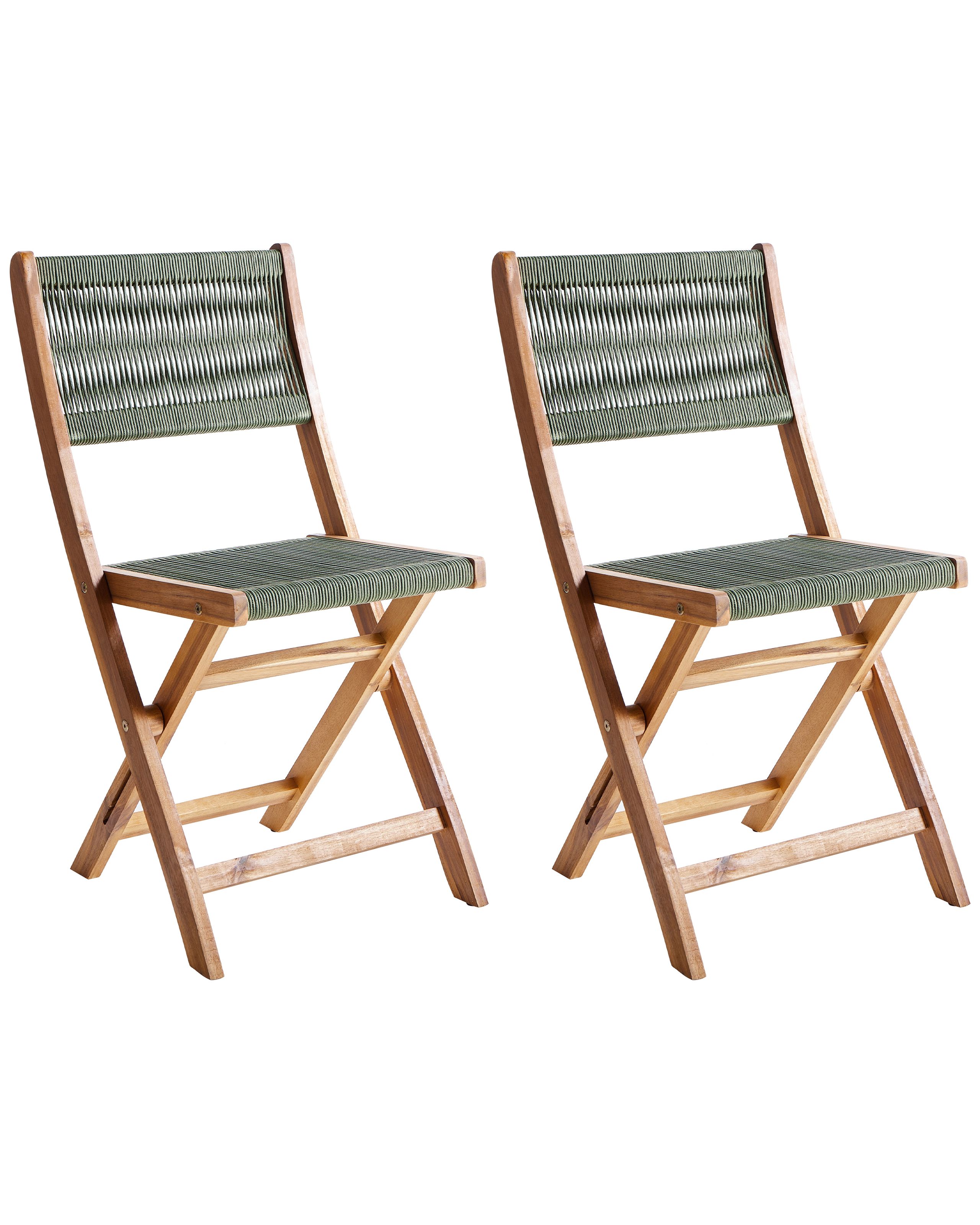 Conjunto de 2 sillas de jardín prossedi plegable madera de acacia verde