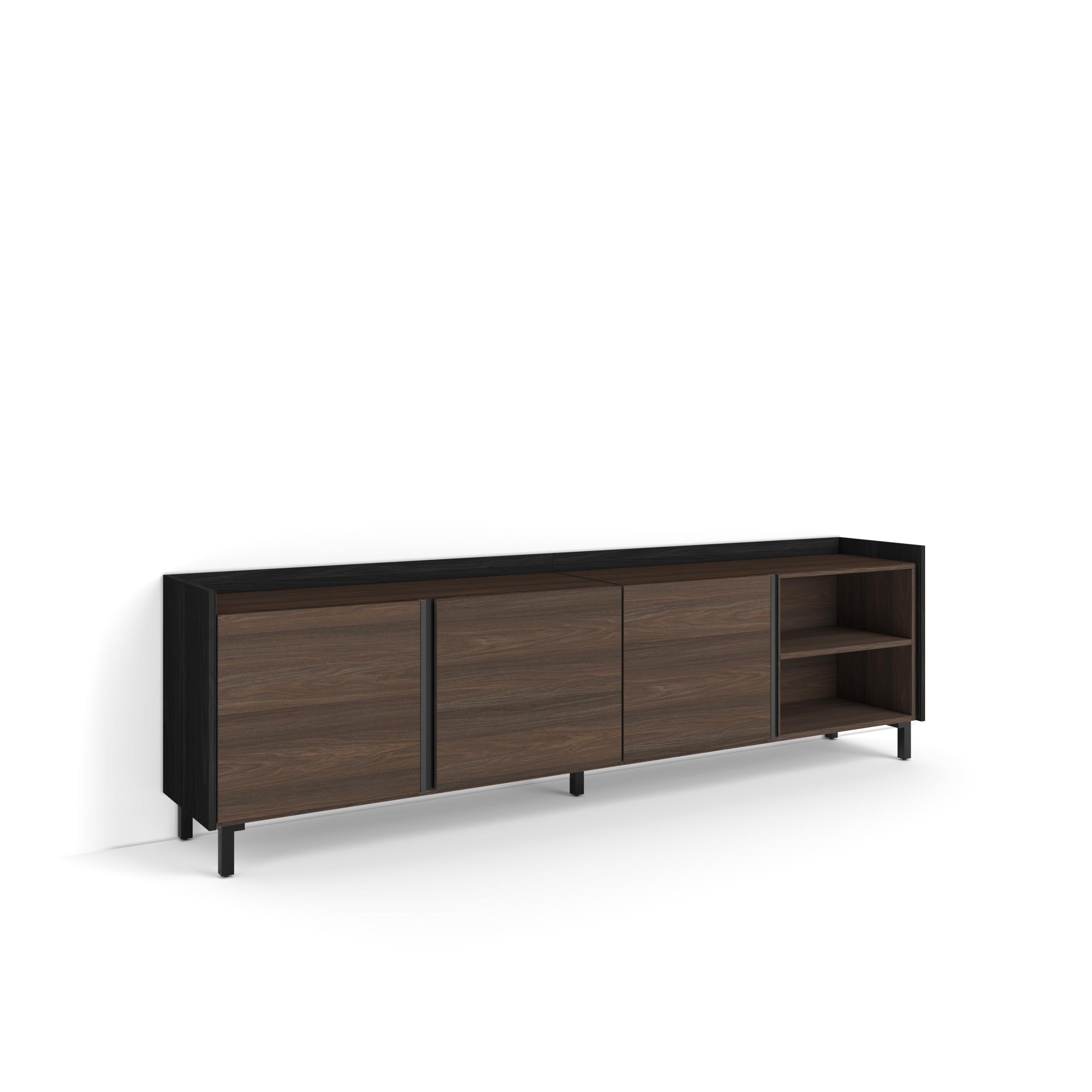 Mueble tv, 207x35x61cm, roble oscuro y negro, rf4578