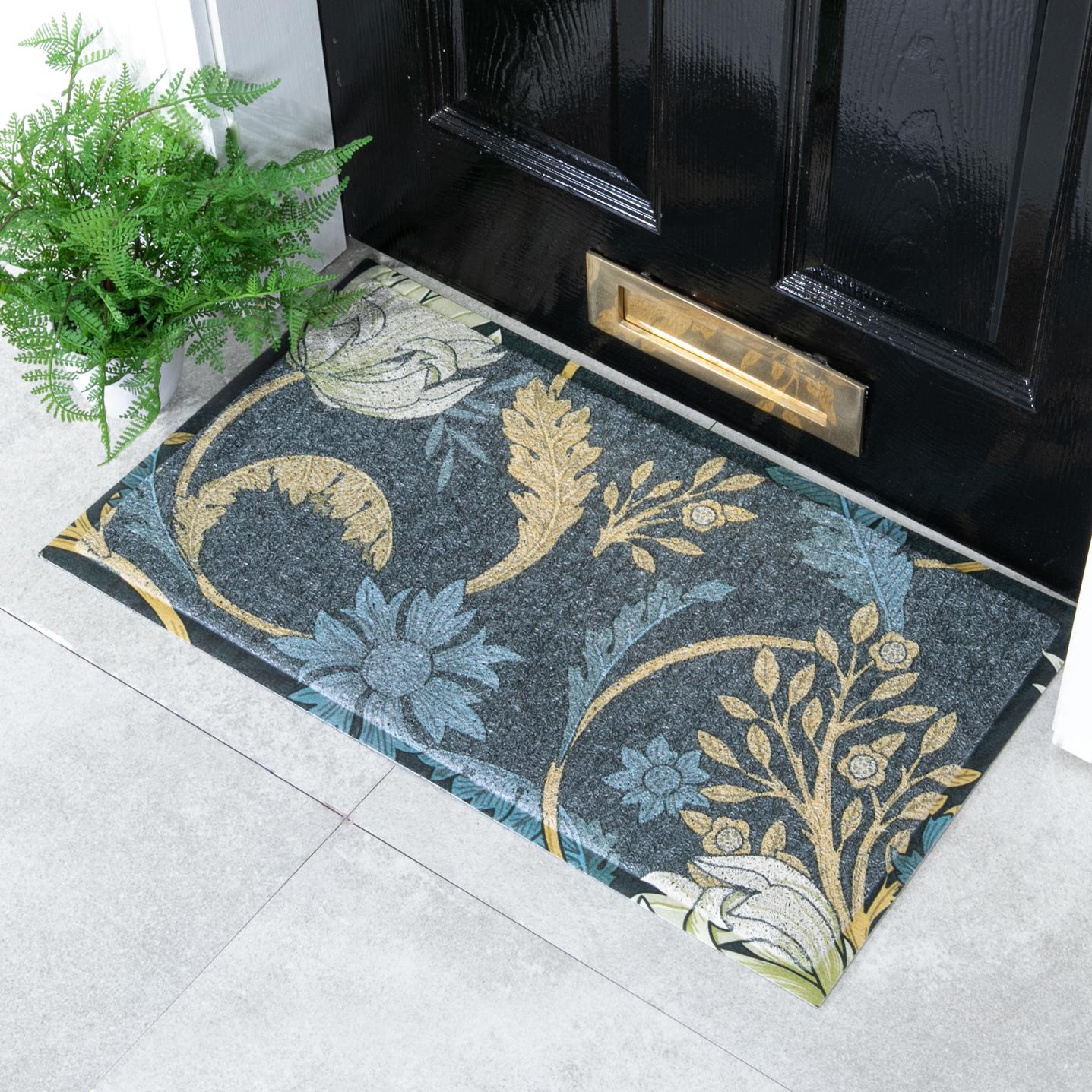 Felpudo para exterior con diseño azul de william morris (70 x 40 cm)
