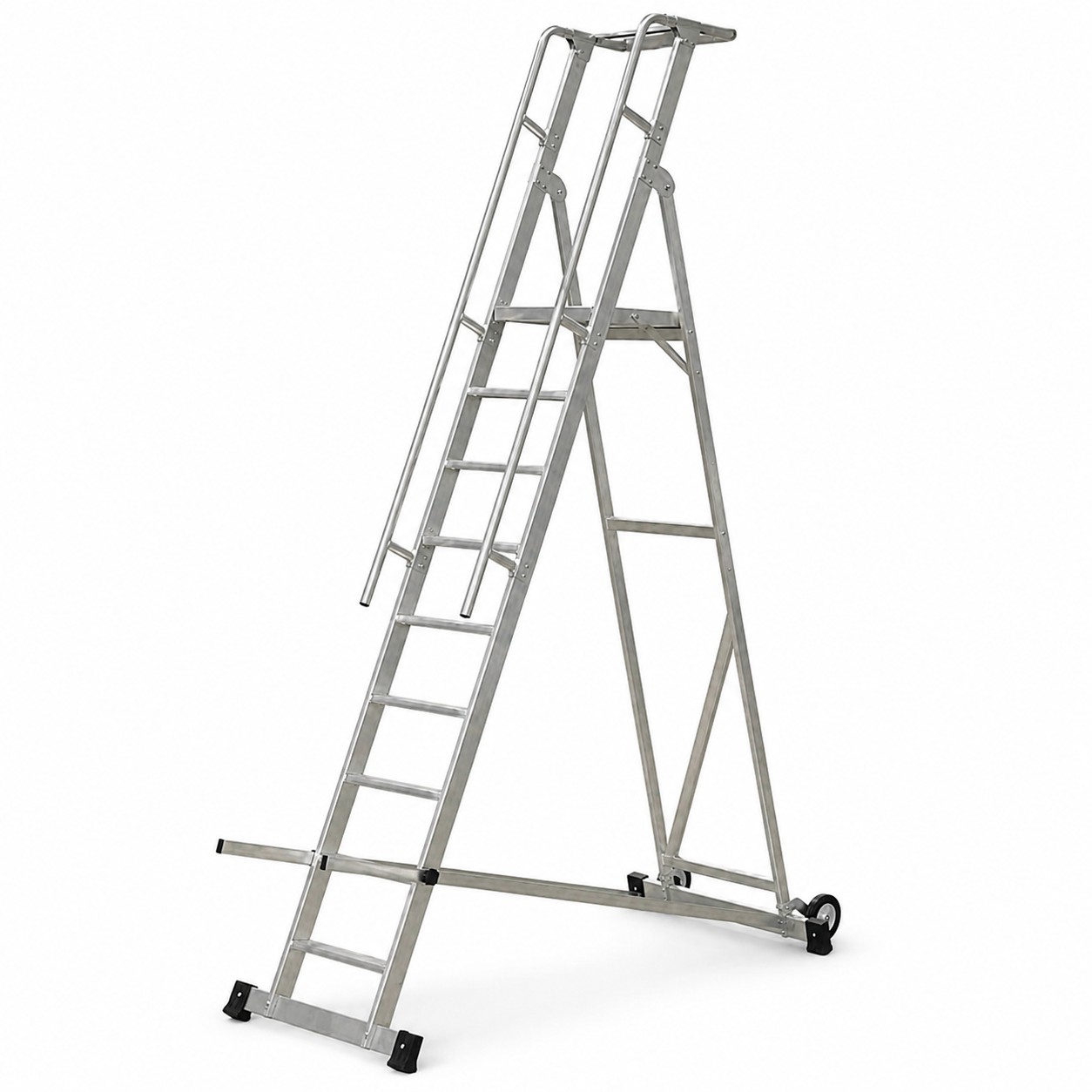 Escalera de almacén plegable alx pl-10 pedaños de aluminio