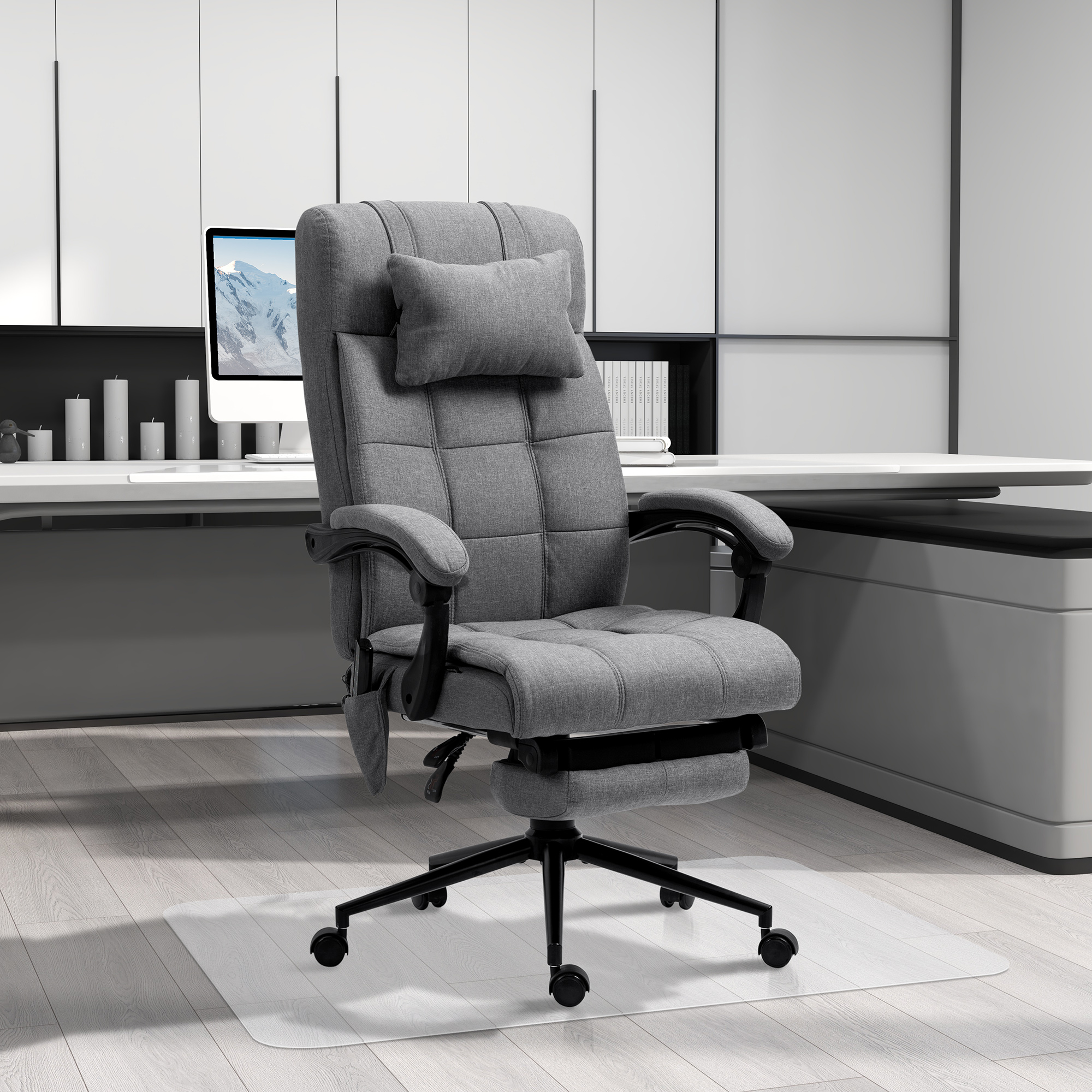 Conjunto de oficina 66x76x120 cm lino, espuma color gris Homcom