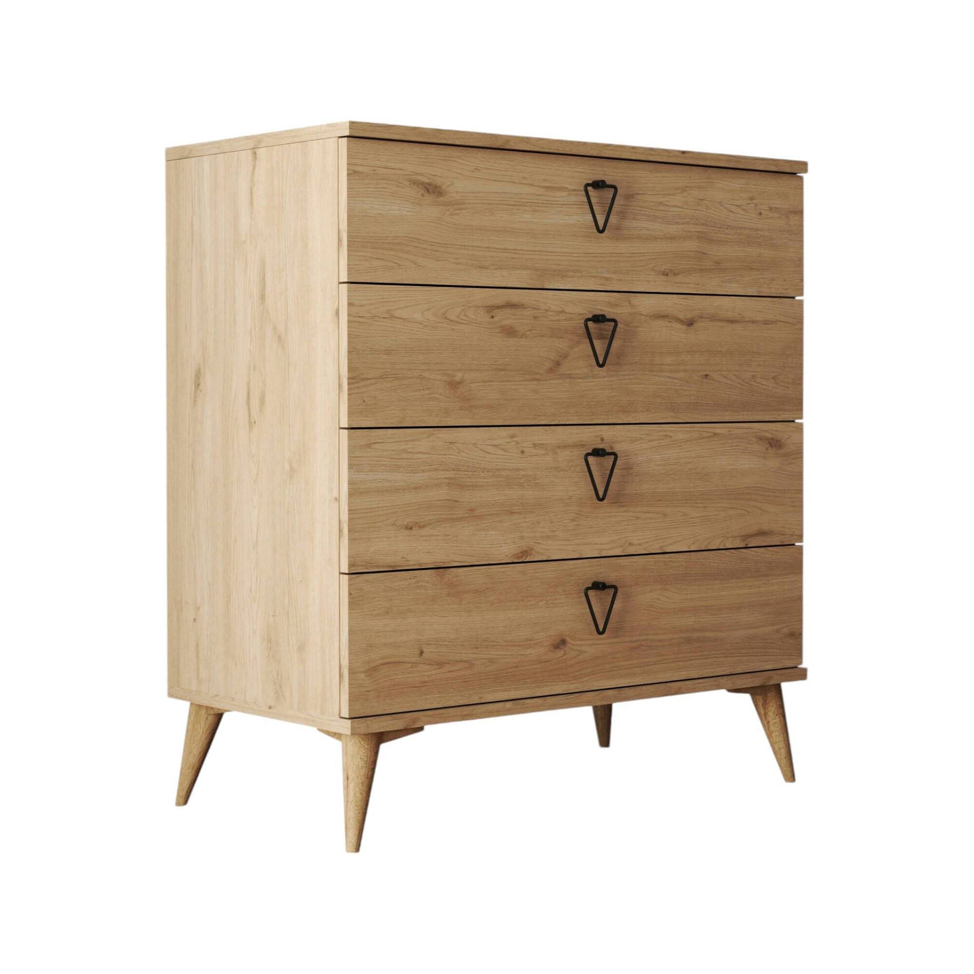 Cómoda paula, apertura deslizante, madera roble marrón