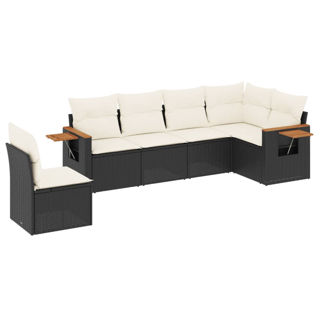 vidaXL set de sofás de jardín 6 piezas y cojines ratán sintético negro