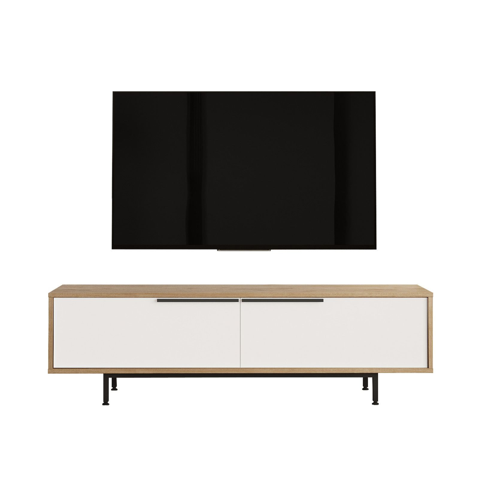 Soporte de tv de madera "on1-sw" - 160 x 35 x 45 cm - blanco