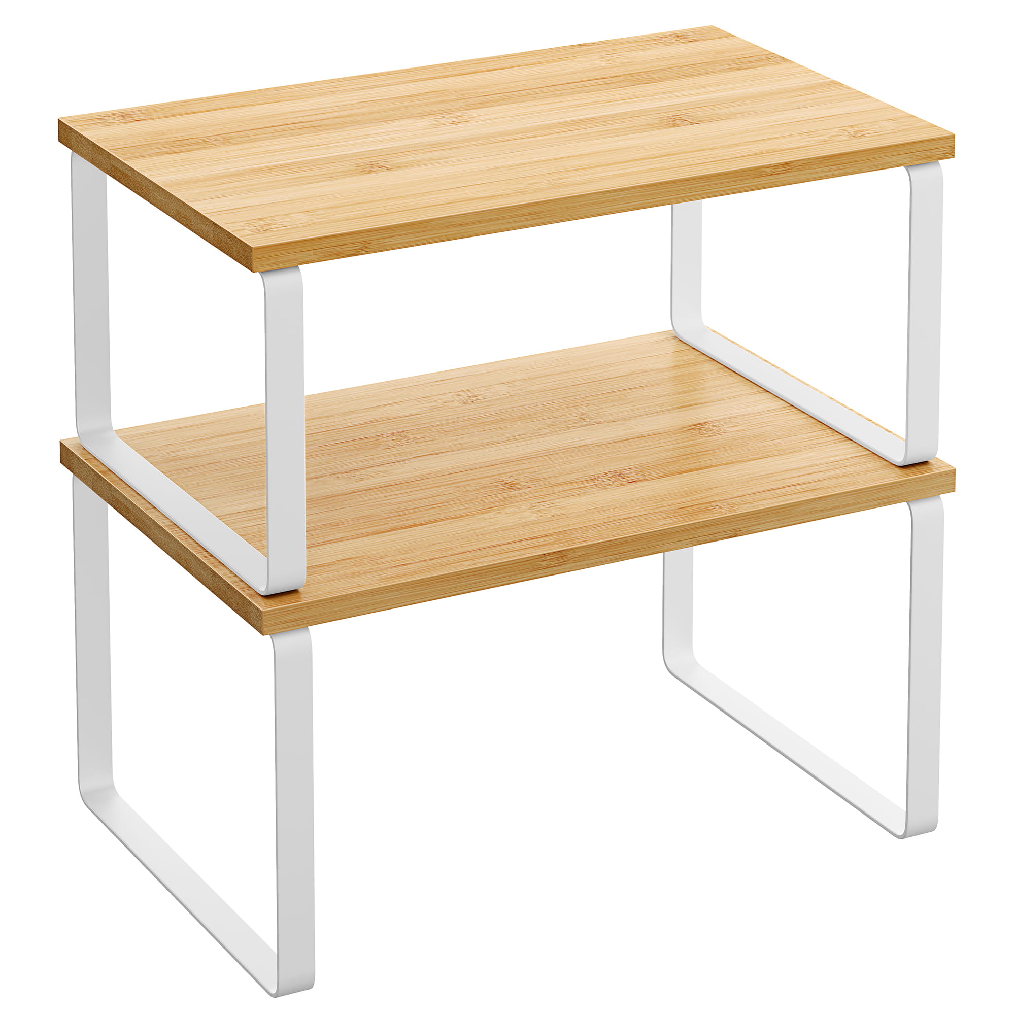 Valora set 2 estantes cocina bambú metal blanco natural