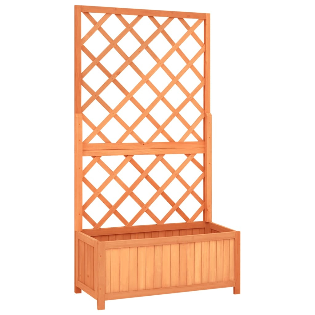 vidaXL jardinera enrejada de jardín madera de abeto marrón 70x30x135cm