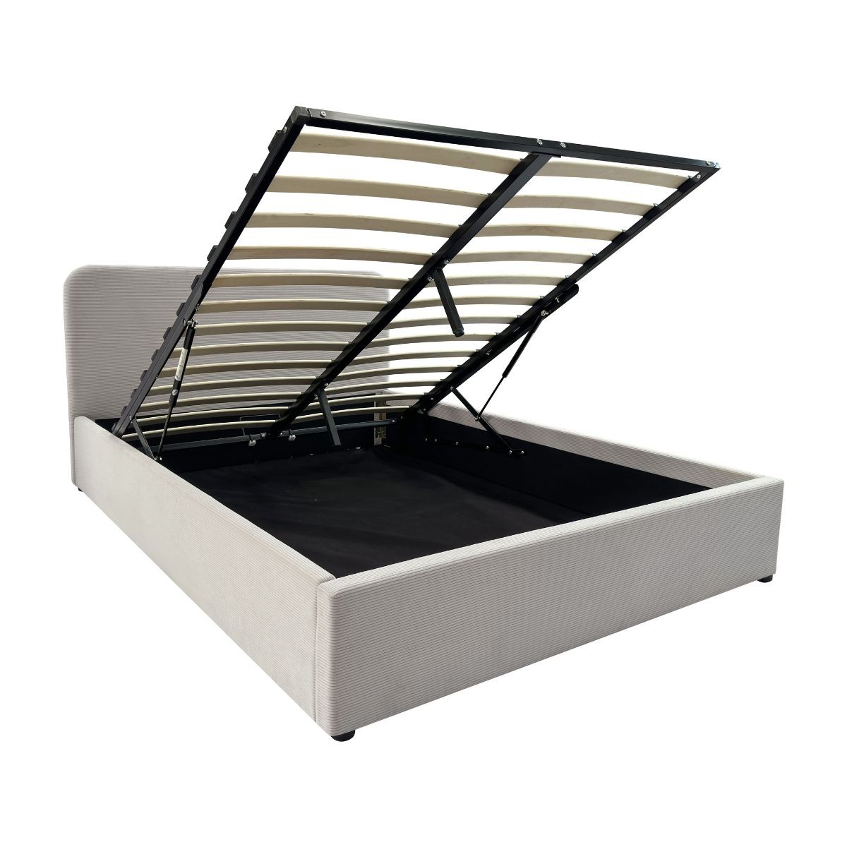 Cama canapé 140x190 cm con cabecero cubierto de terciopelo beige