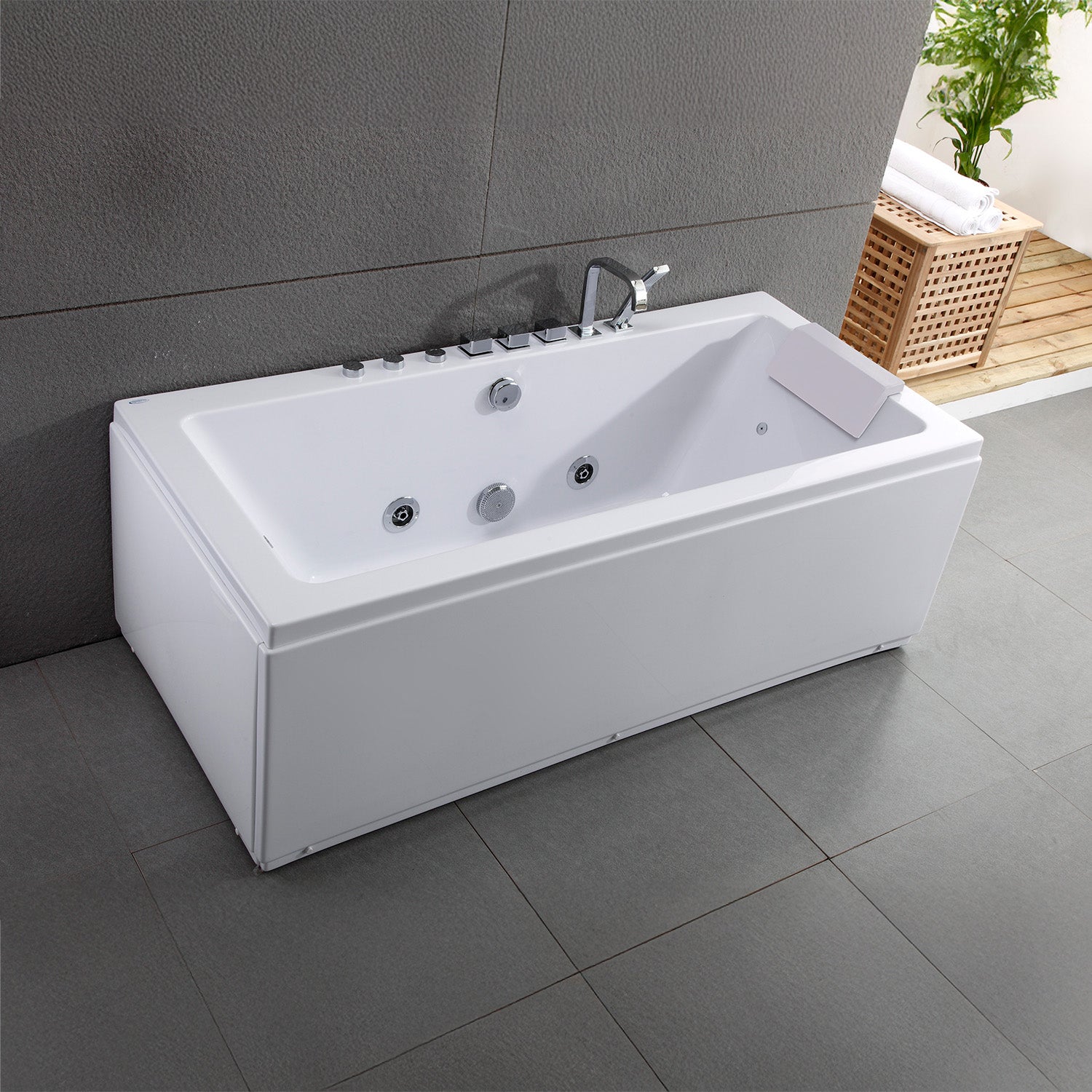Bañera hidromasaje sikinos white jets 170 x78 x60 cm, spalina