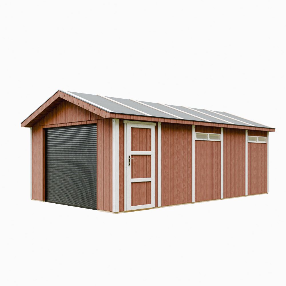 Garaje de calidad premium 21 m²- l378 x l648 cm - Timbela m992b-redwood red