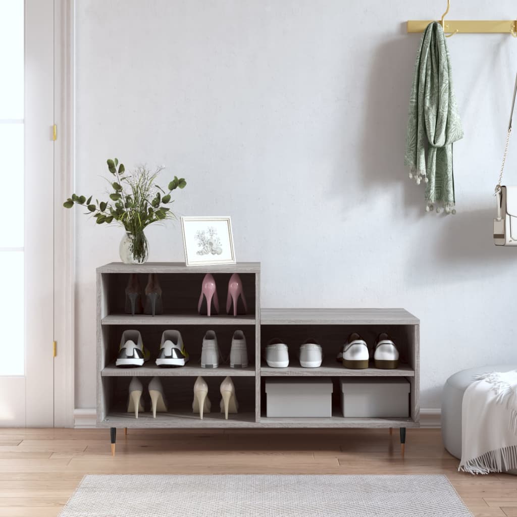 Mueble zapatero madera contrachapada gris sonoma 102x36x60 cm esxt2414