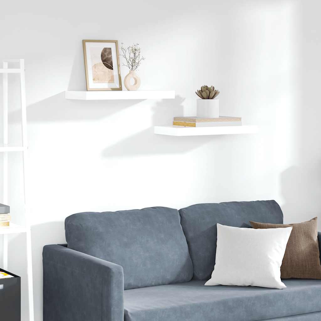 Estante flotante de pared 2 uds mdf blanco brillo 50x23x3,8 cm