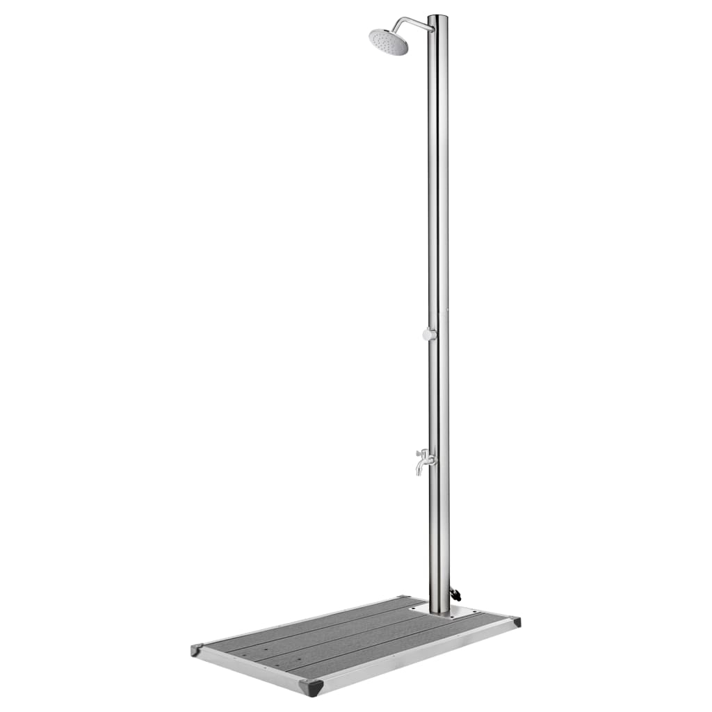 vidaXL ducha de jardín con base gris 220 cm acero inoxidable
