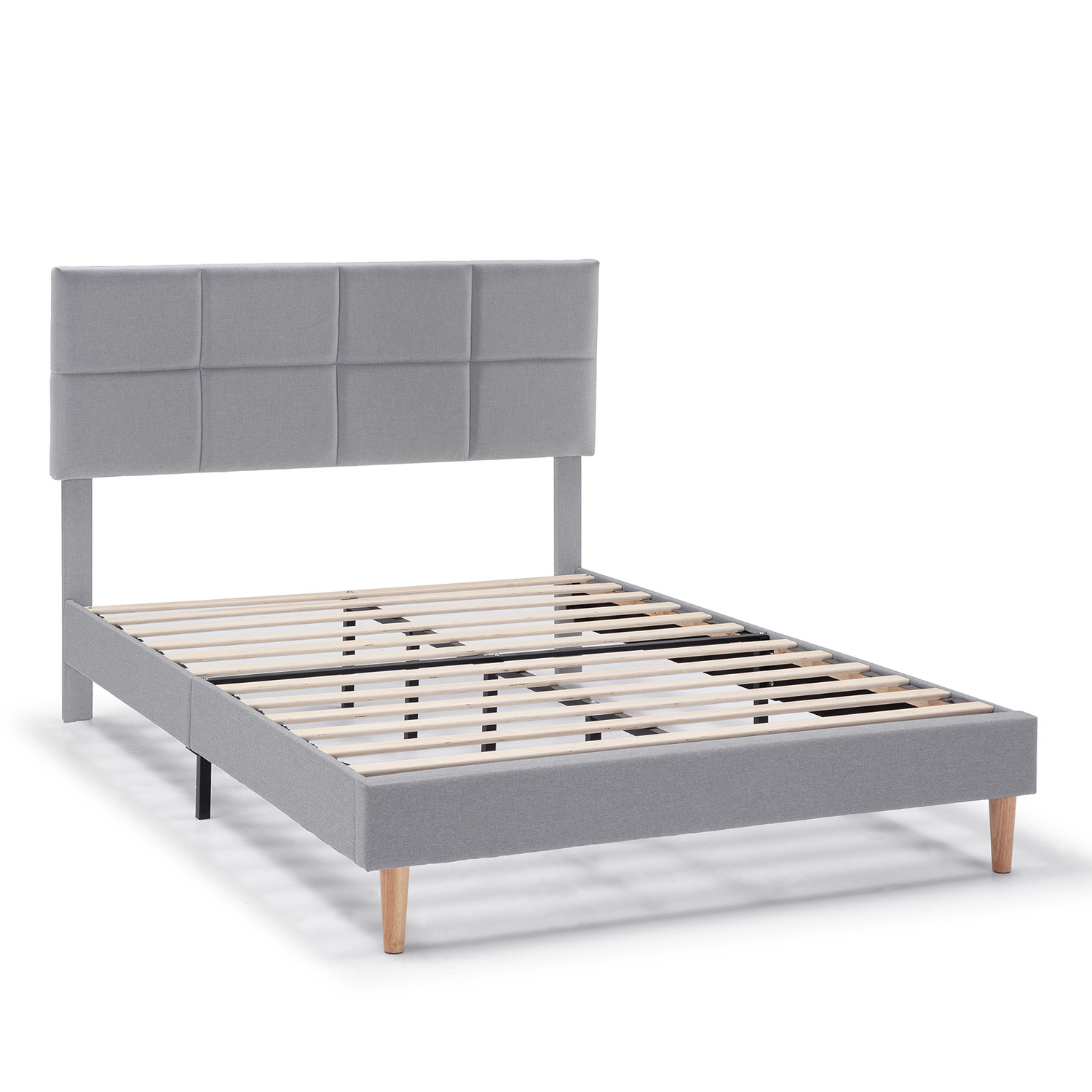 Estructura de cama tapizada silvi de 30 cm, 90x190 cm, gris claro