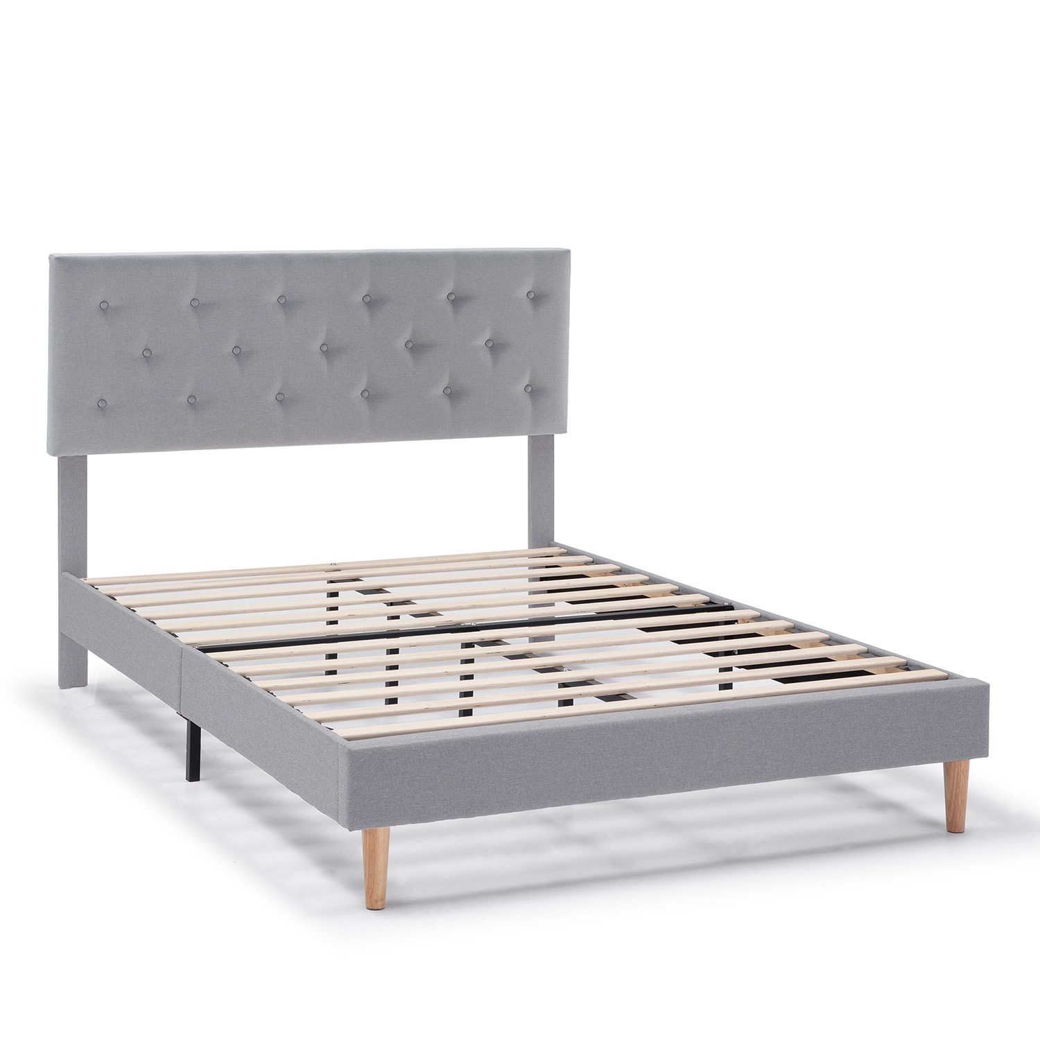 Estructura de cama tapizada rosi de 30 cm, 140x190 cm, gris claro