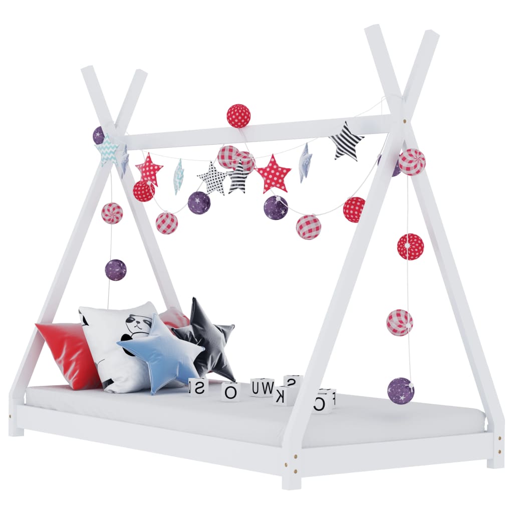 Cama infantil 90x200 cm madera maciza pino blanca