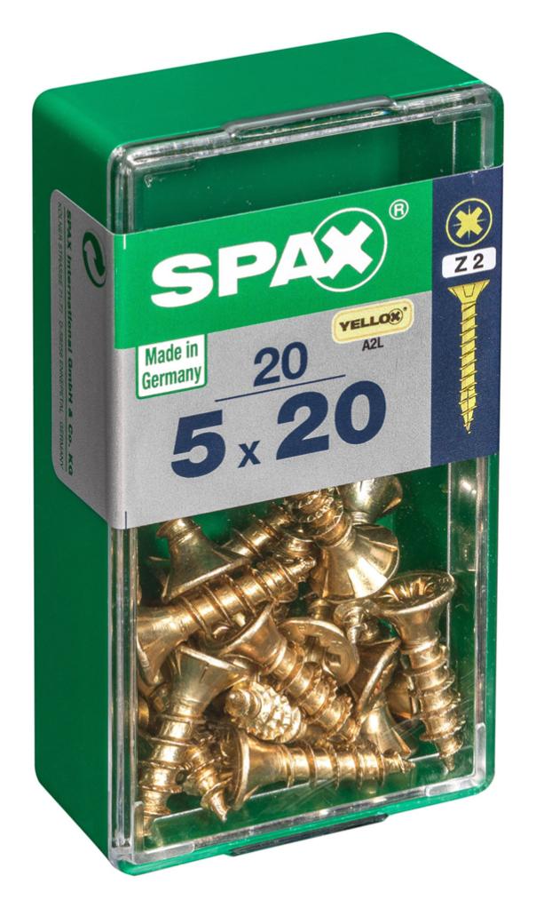 Caja 20 unid. Tornillo madera cabeza plana yellox 5,0x20mm