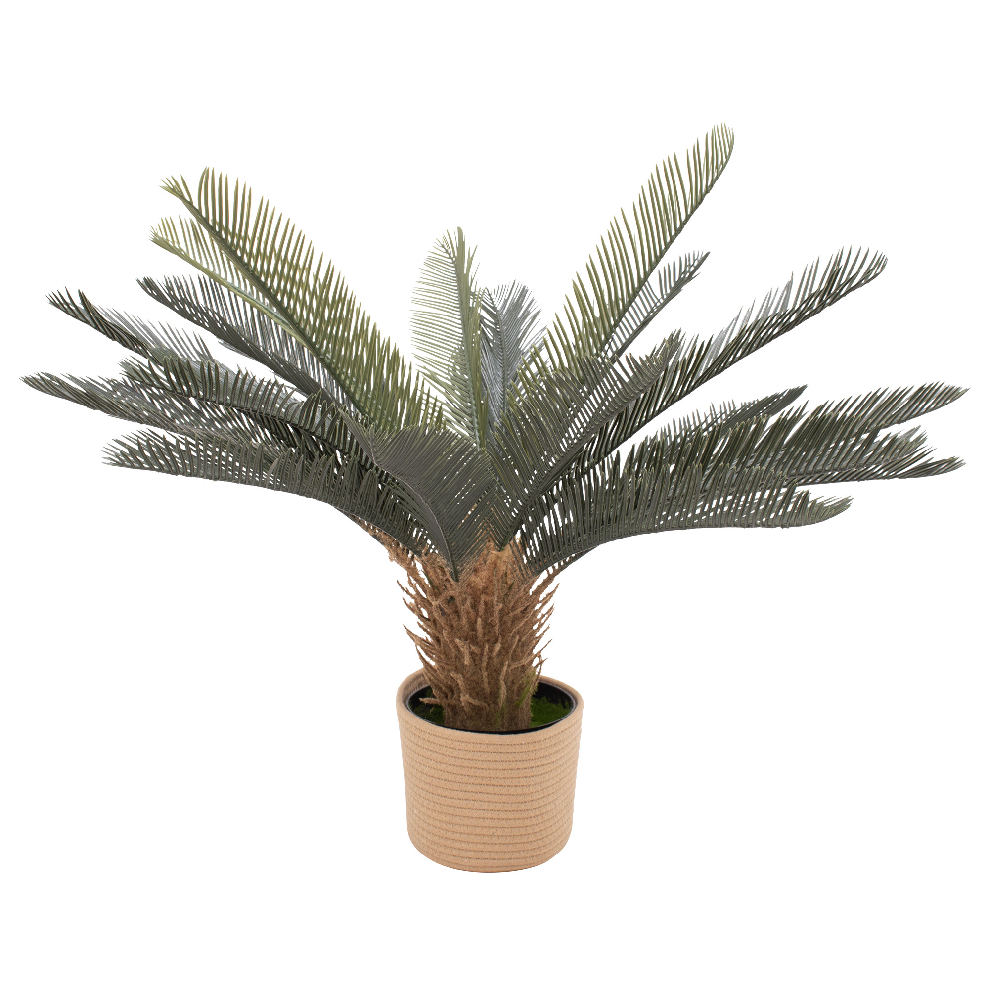 Cycas 85 - planta artificial tropical h85 cm con maceta beige