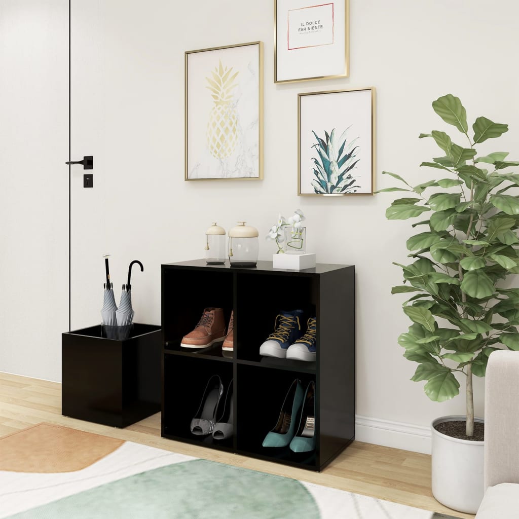 Zapatero de recibidor madera contrachapada negro 105x35,5x70 cm