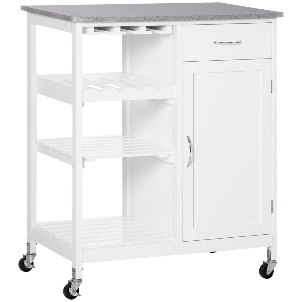Carrito de cocina 76x48x88 cm mdf color blanco Homcom, hogar - cocina