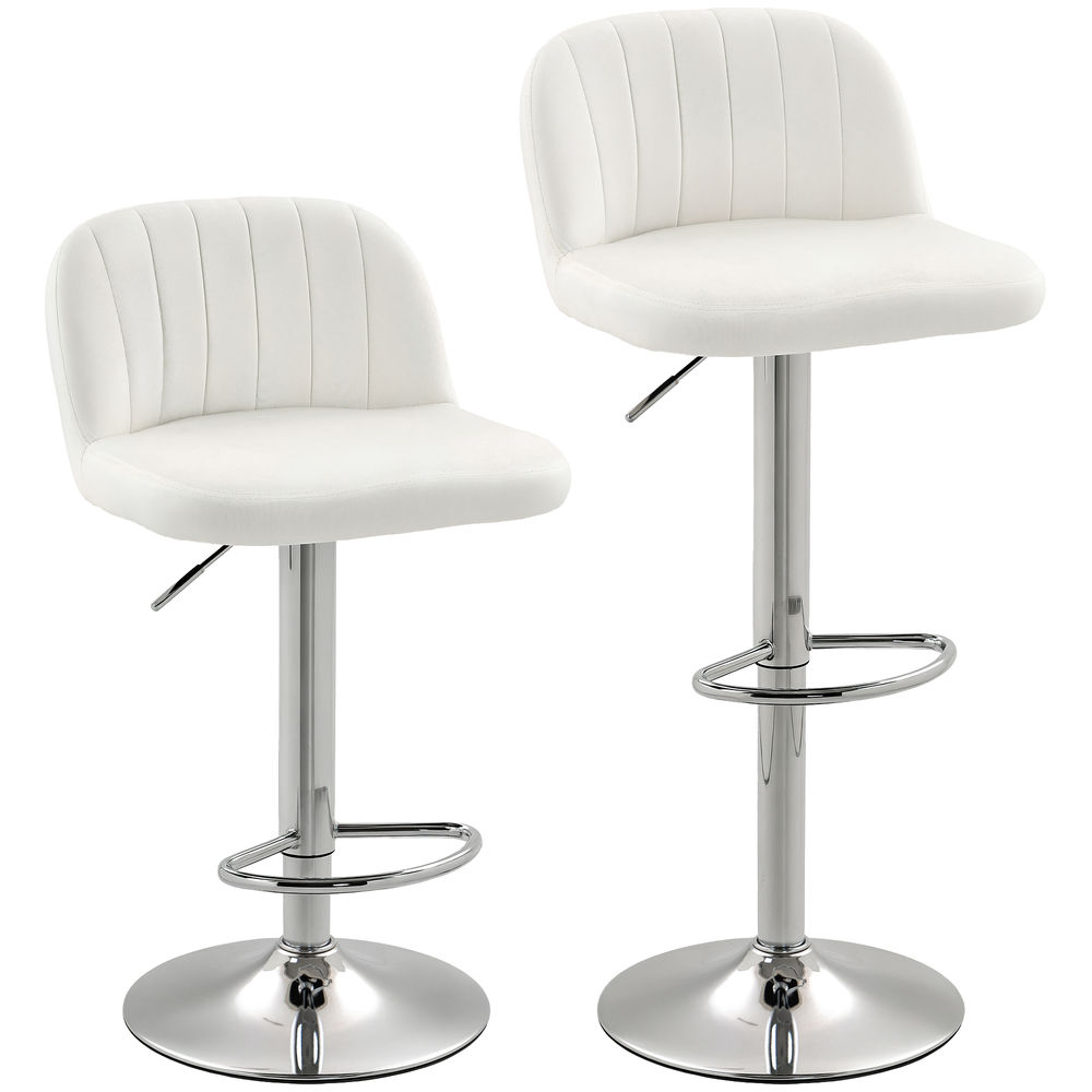 Taburetes de bar 43x45x101 cm terciopelo, acero color beige Homcom
