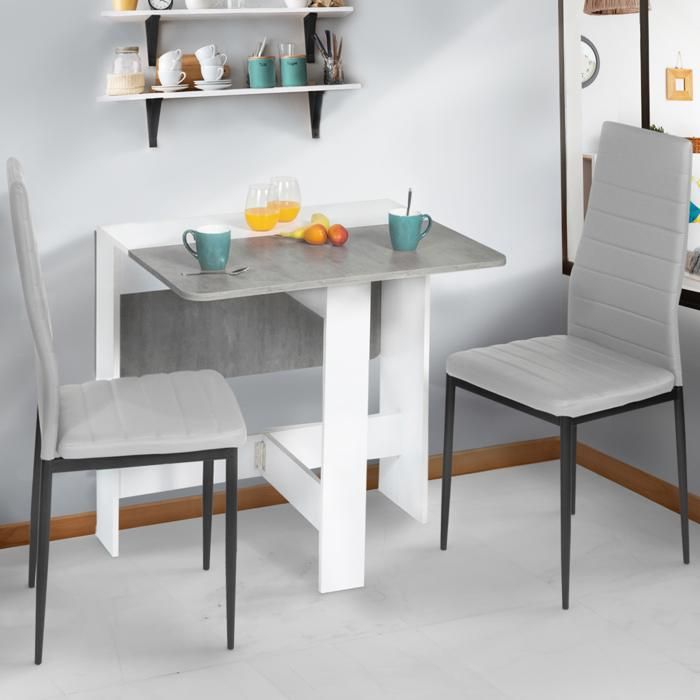 Mesa plegable - blanco efecto hormigón - 103 x 76 cm