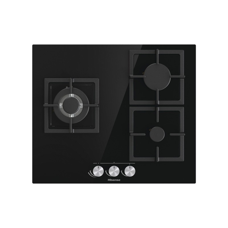 Placa de gas Hisense gg633b 3 zonas 7800w cristal negro