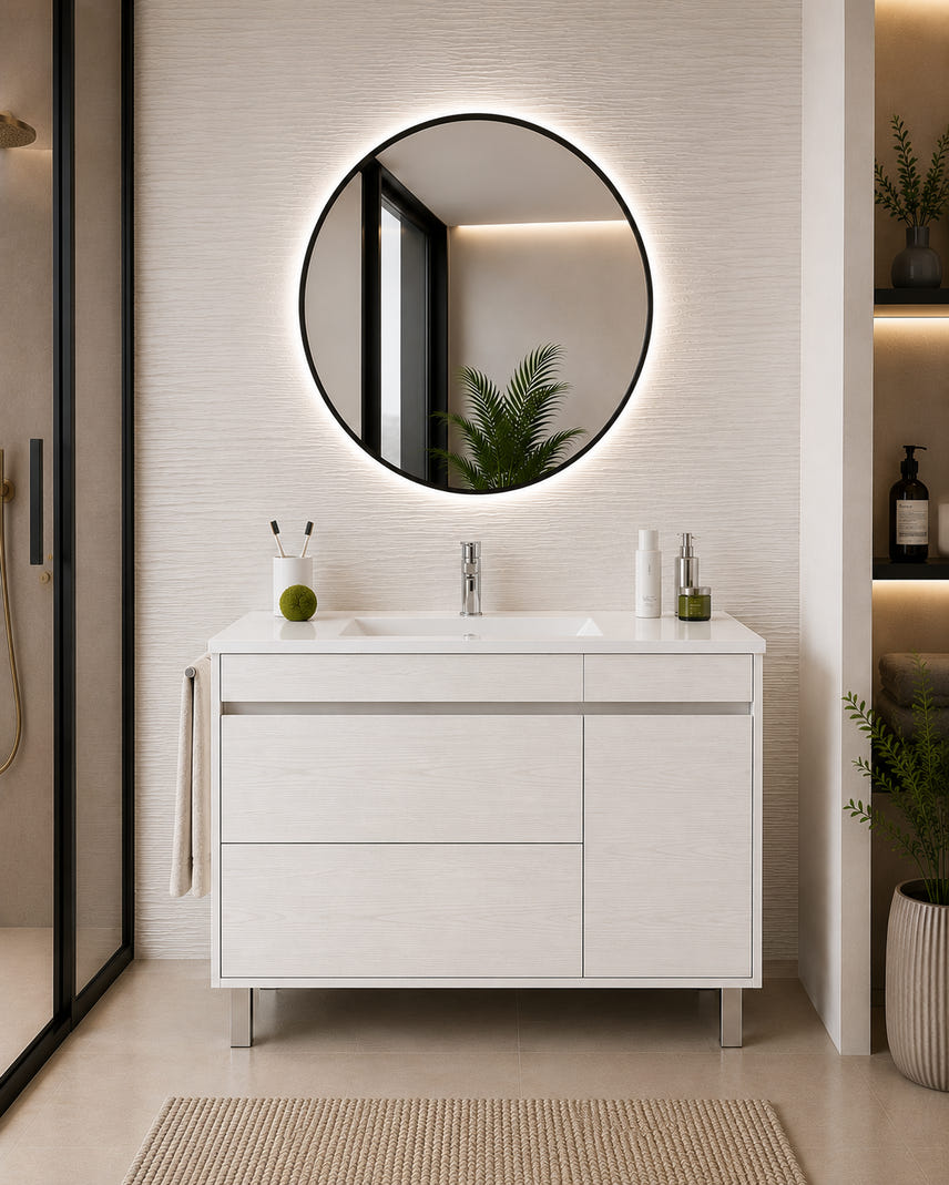 Mueble de baño con lavabo caprera sin espejo 120x45 cm 1seno blanco nórdico