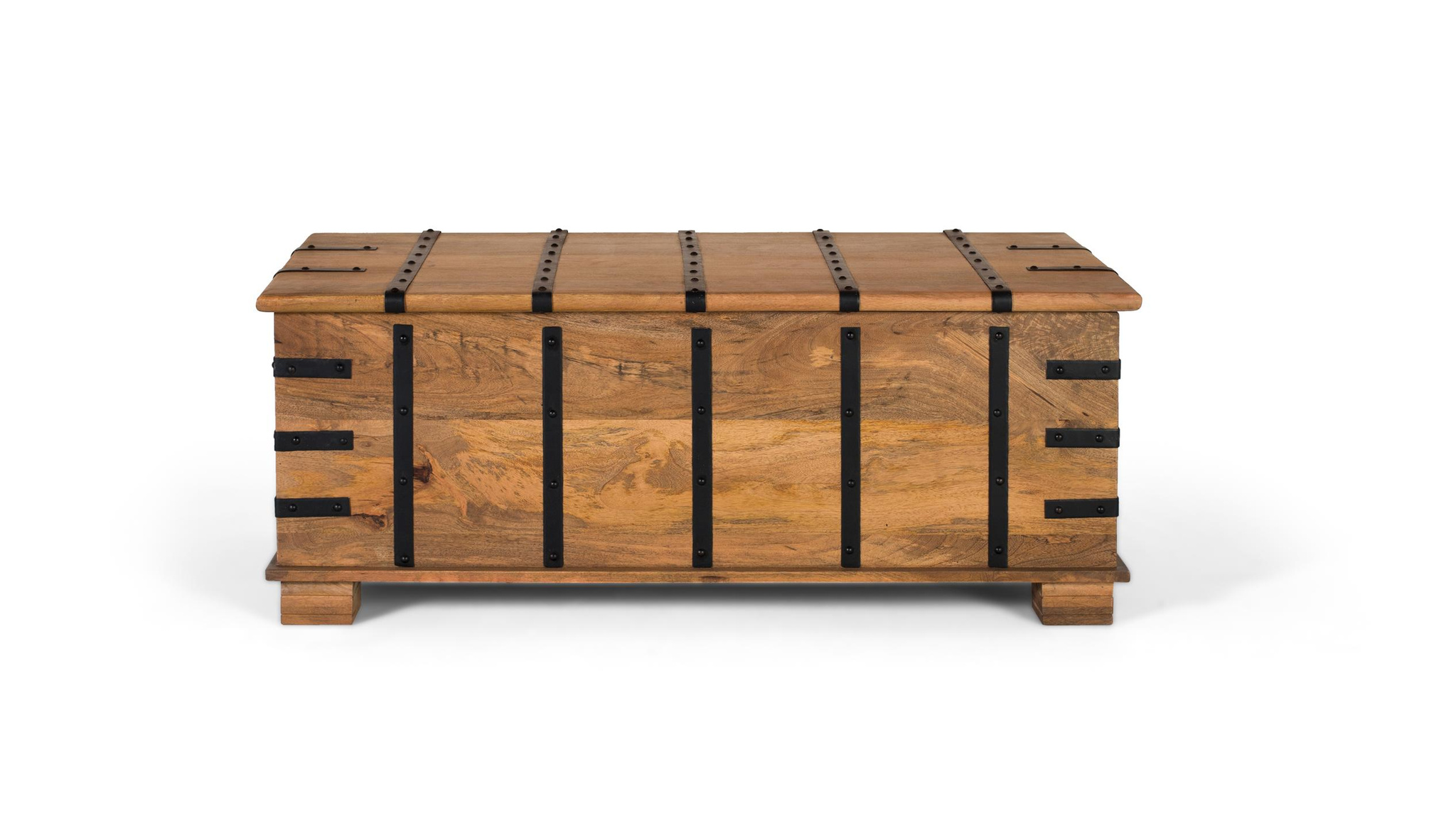 Mesa de centro de madera de mango y metal en color natural y negro 120 cm