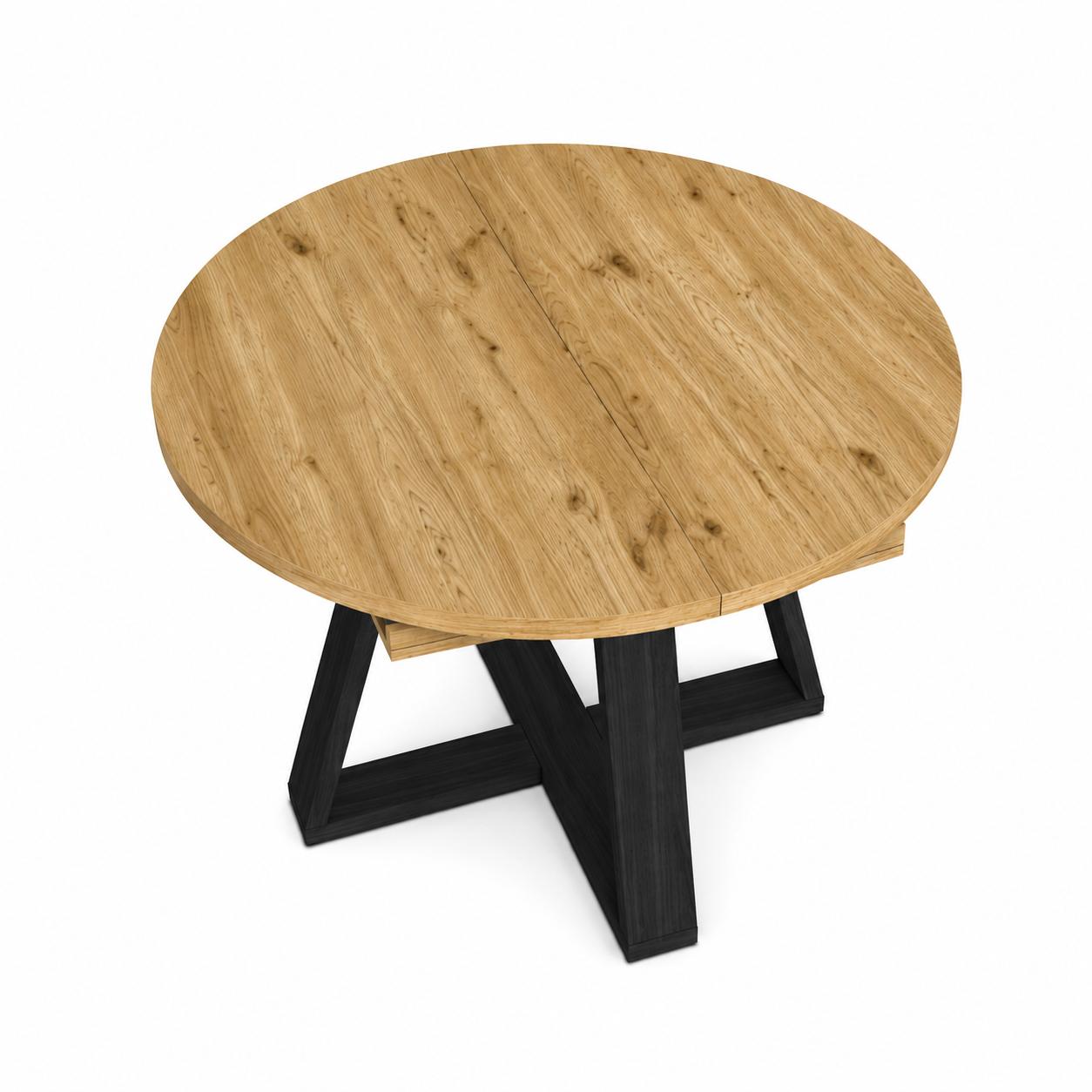 Mesa comedor extensible, 103x103x73, roble
