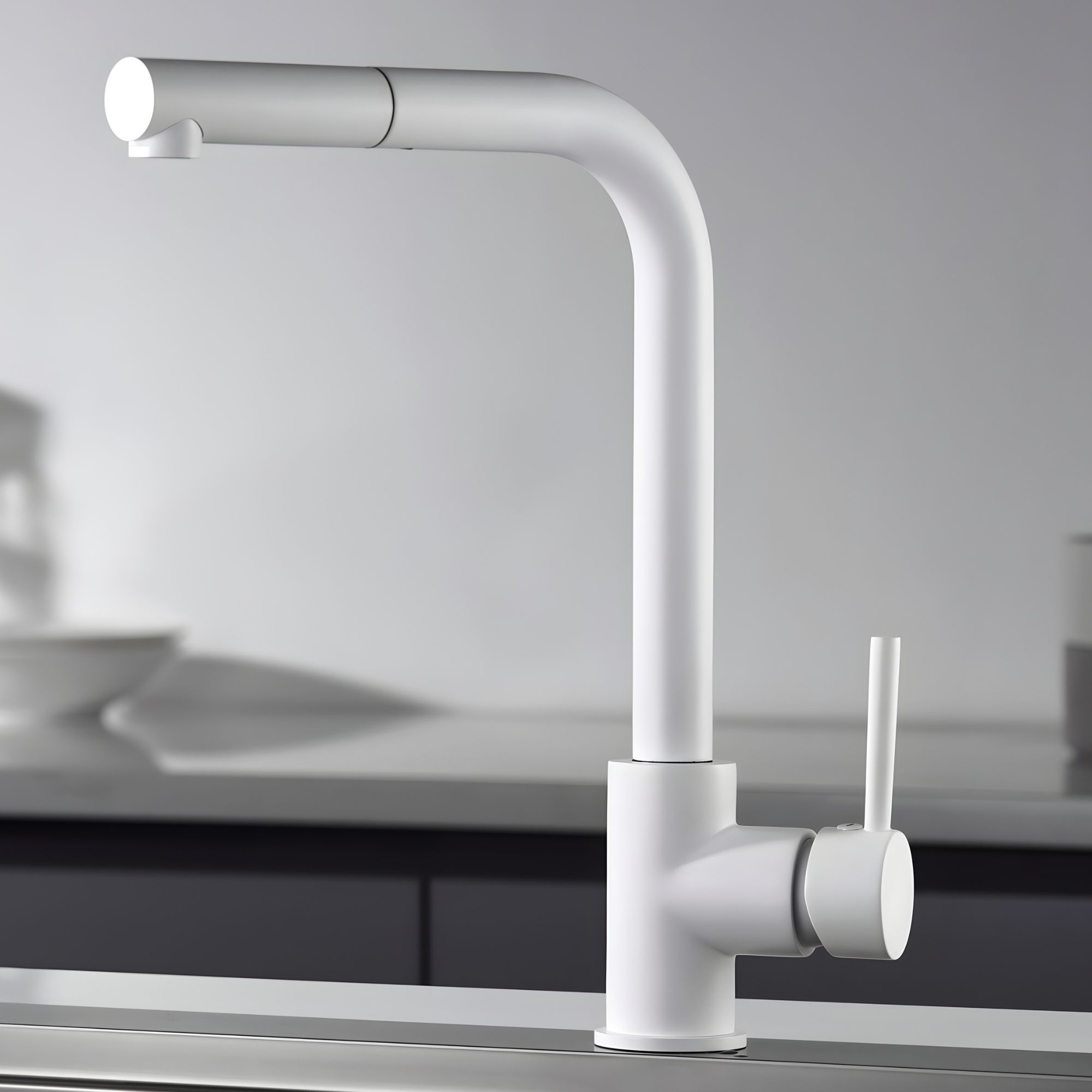 Imex - grifo monomando de cocina extraíble blanco serie malta