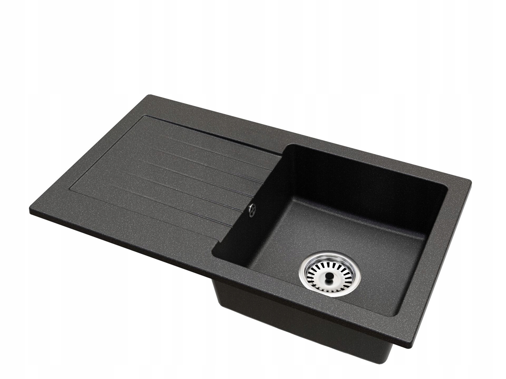 Fregadero cocina negro 43,7x75cm, fregadero granito 1 seno + sifón