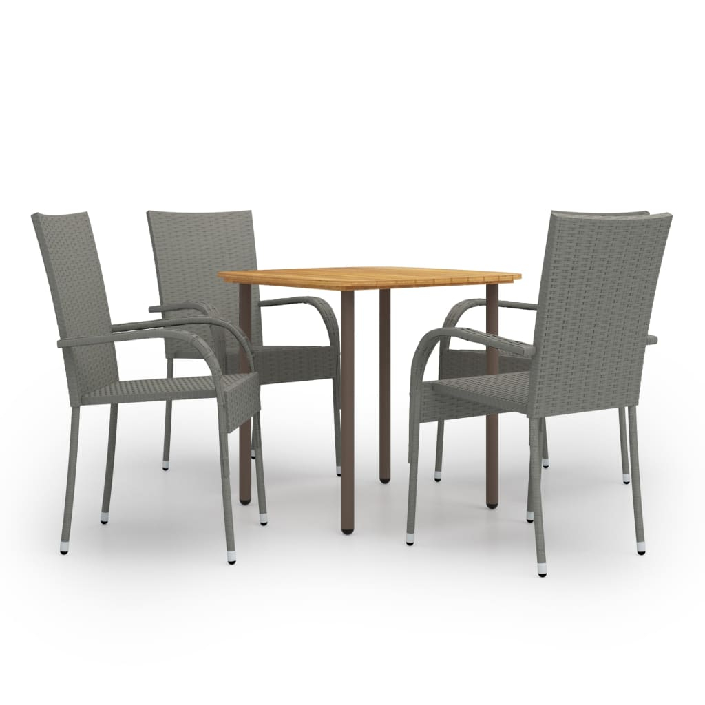 vidaXL set de muebles de comedor de jardín 5 piezas ratán pe gris