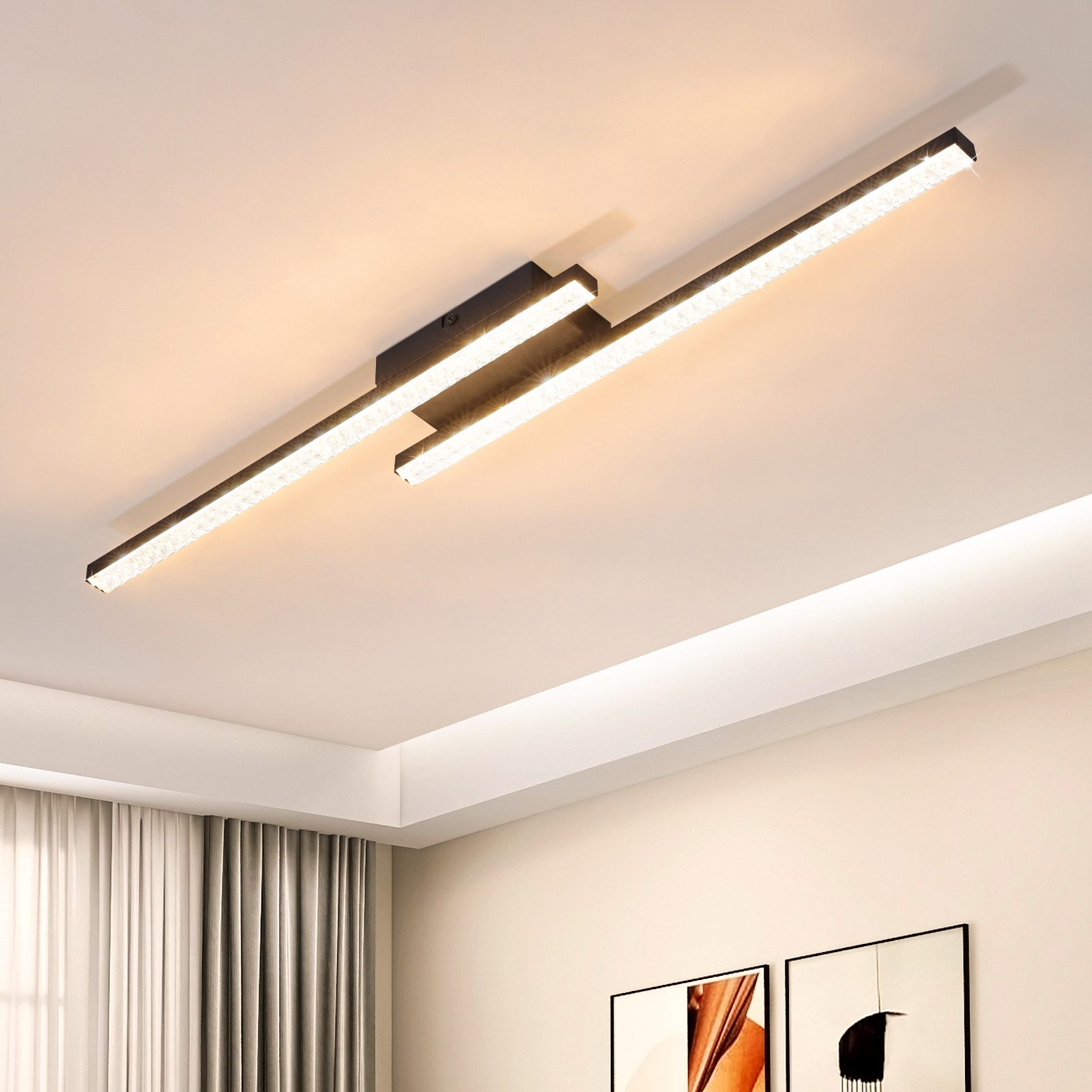 Nettlife lámpara de techo LED negra 12w lámpara de metal de cristal