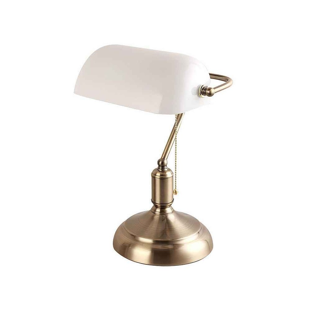 Lámpara de mesa - fabrilamp 159471001 - cuero - pantalla blanca - estilo cl
