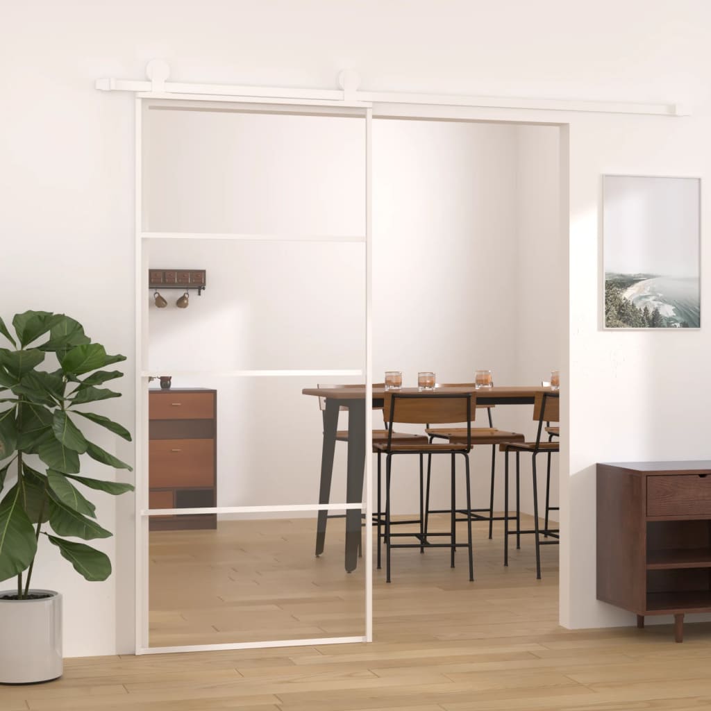 Puerta corredera esg vidrio y aluminio blanca 90x205 cm esxt8118