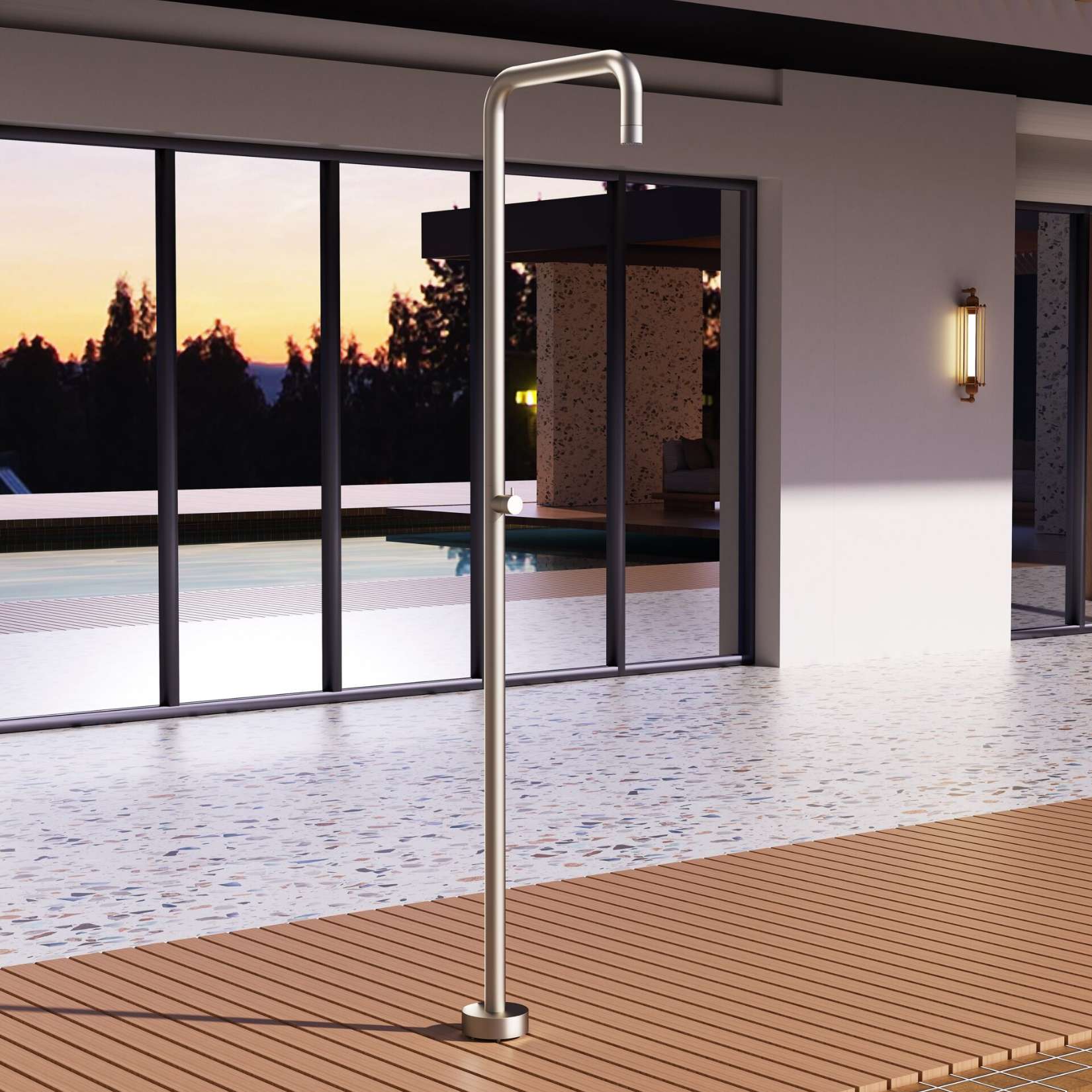 Ducha de piscina utah en acero inox moka | poolimex