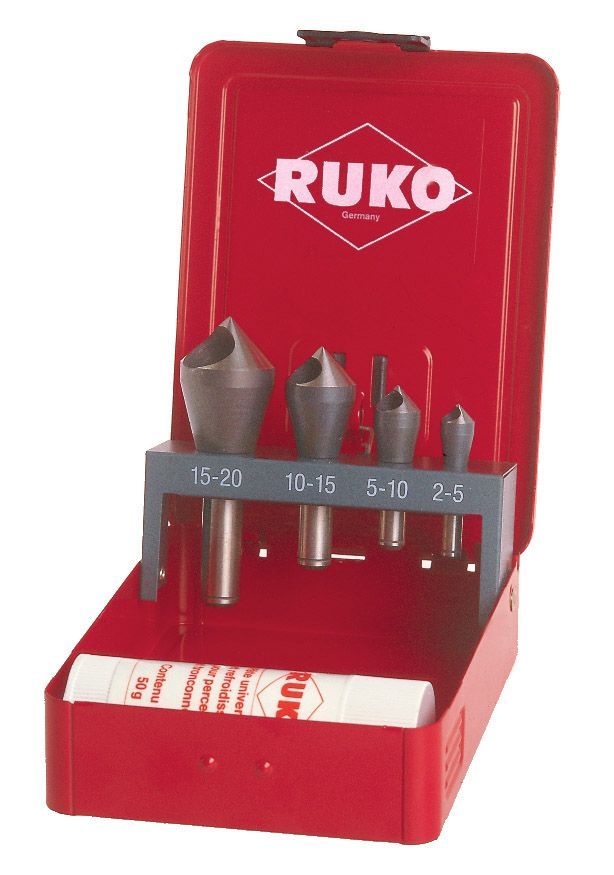 Ruko-102312t-juego de 4 avellanadores-desbarbadores hss-tin + pasta de