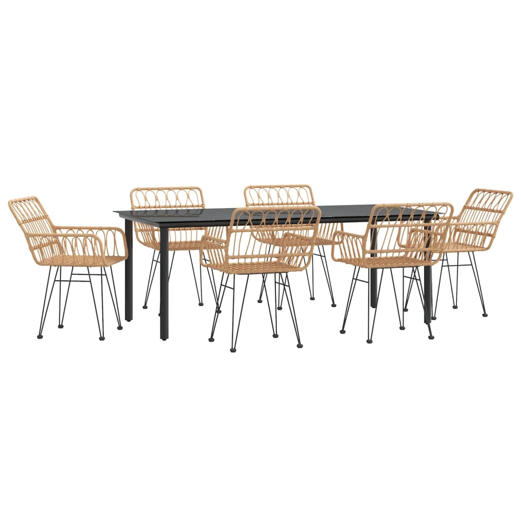 vidaXL juego de comedor de jardín 7 piezas ratán sintético