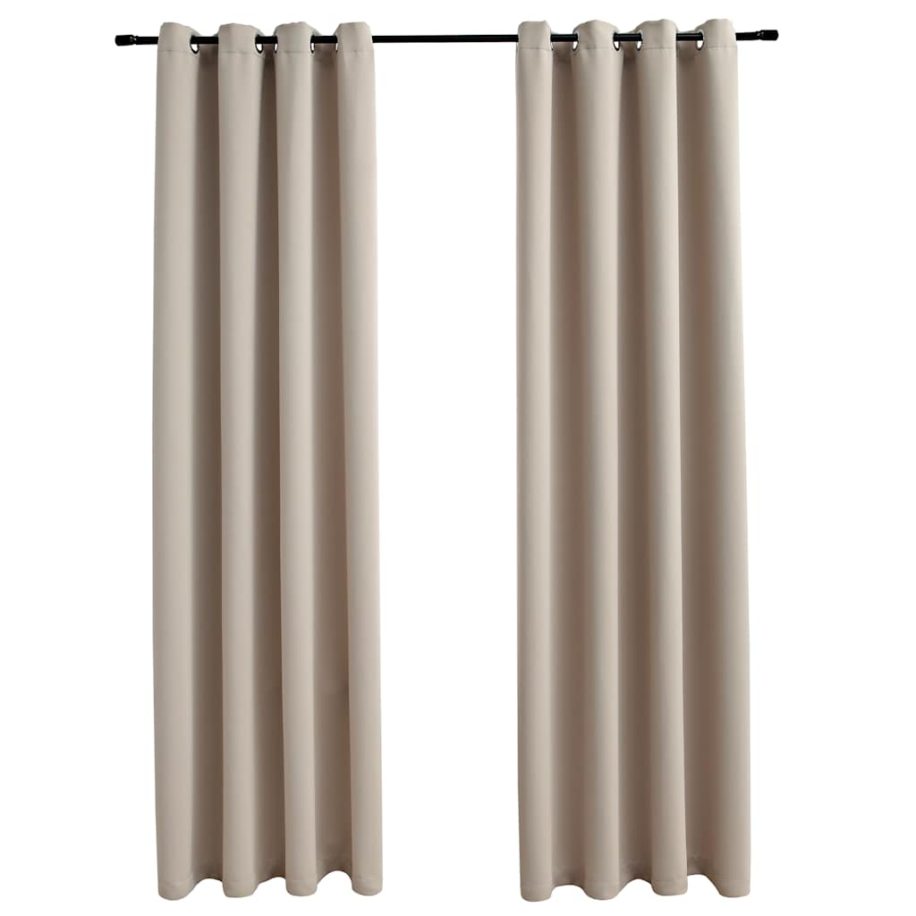 vidaXL cortinas opacas con anillas de metal 2 piezas beige 140x245 cm