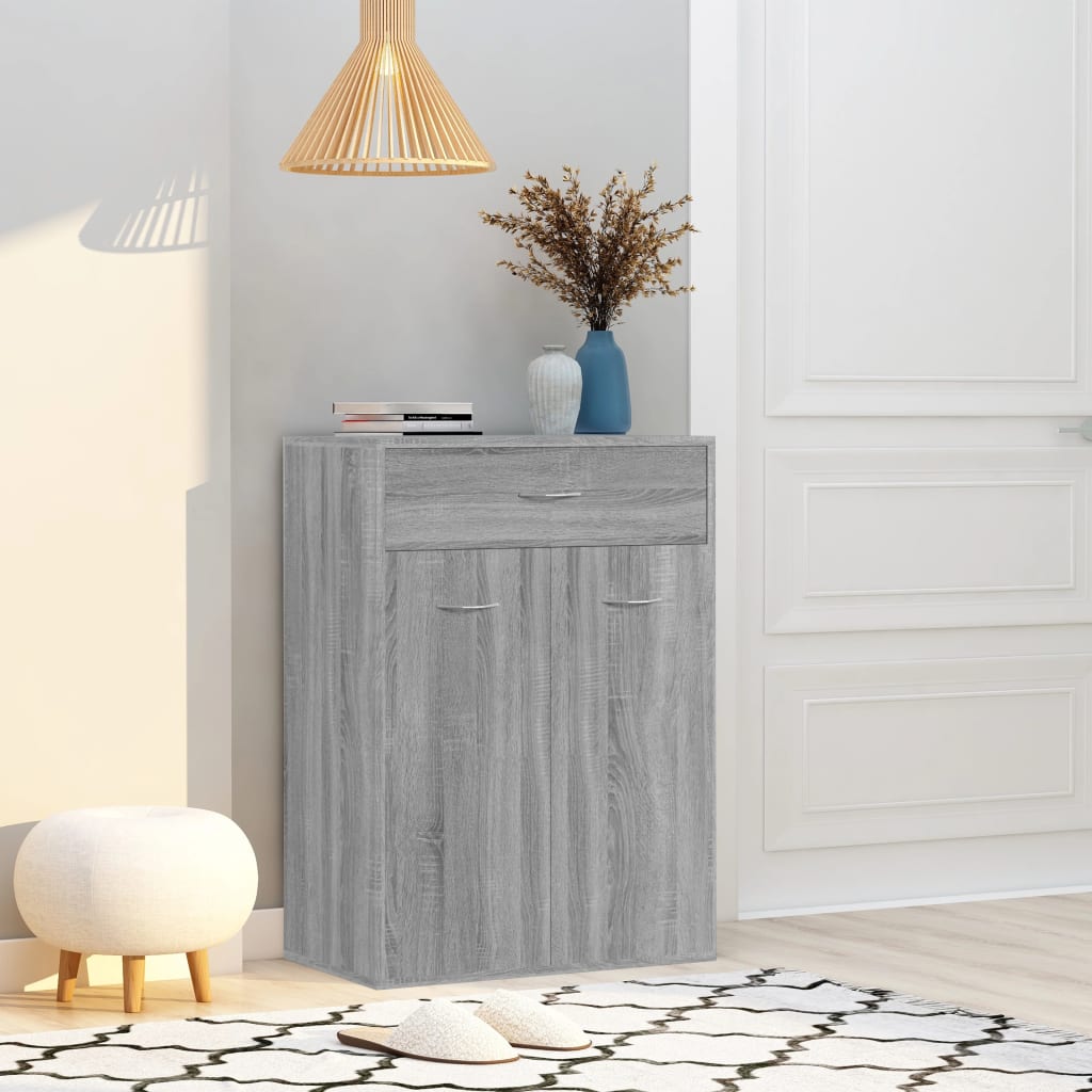 Mueble zapatero de madera contrachapada gris sonoma 60x35x84 cm