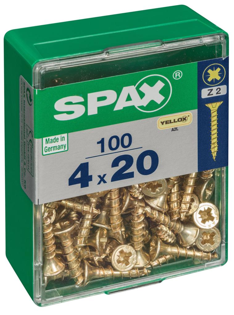 Caja 100 unid. Tornillo madera cabeza plana yellox 4,0x20mm