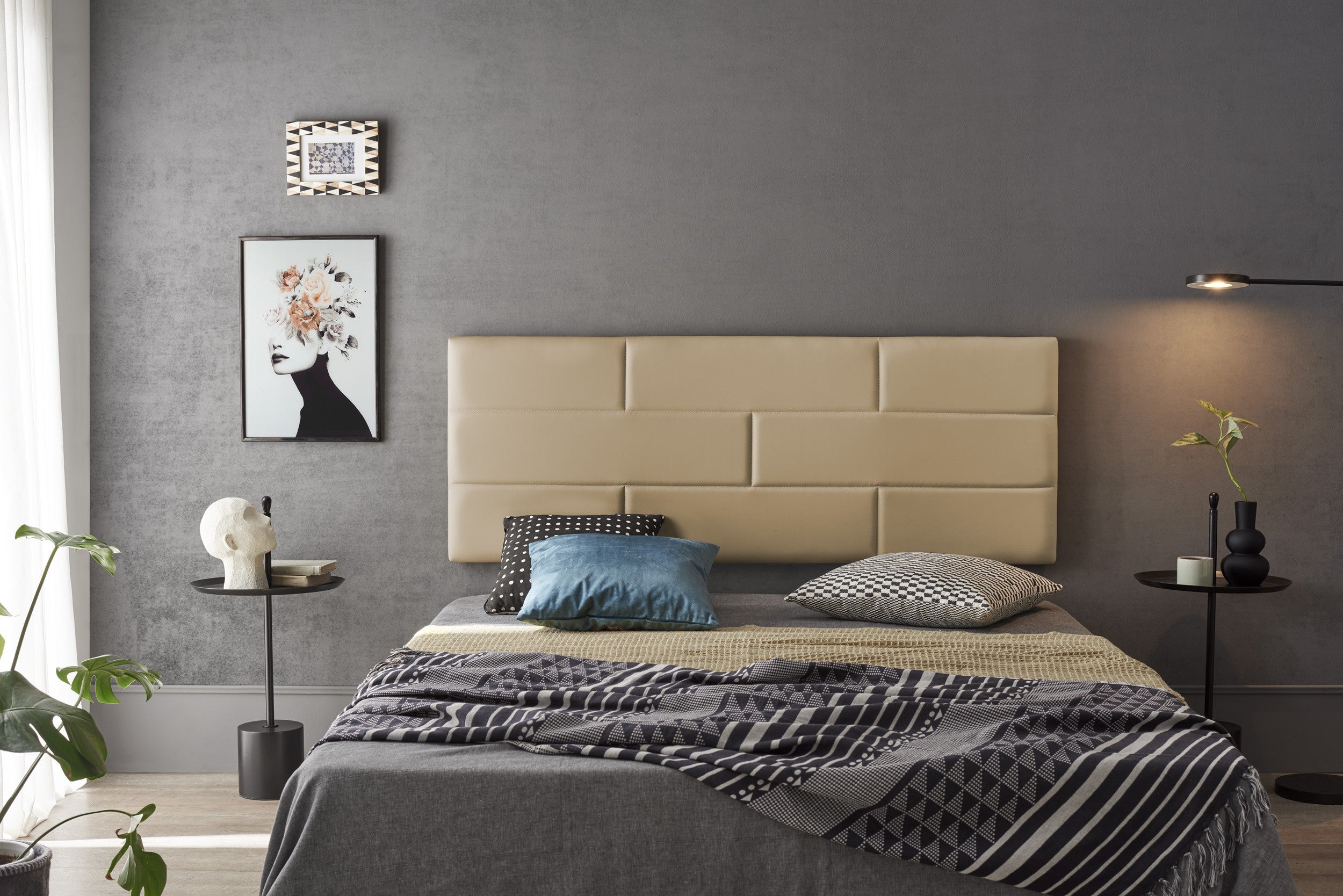 Cabecero 105 muro ladrillos de polipiel 112x57x5cm camel