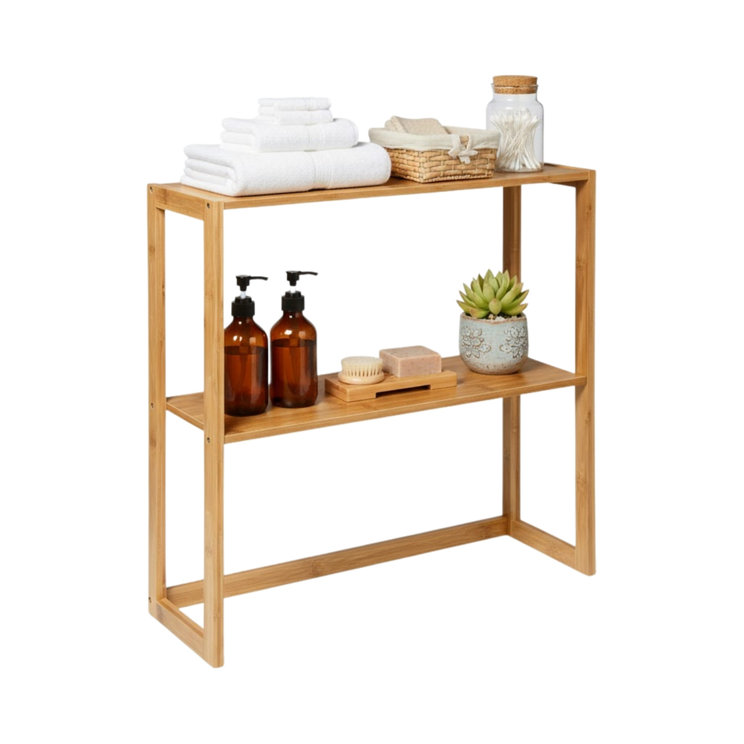 Estantería modular en bambú con 2 niveles canoply 60x57x20cm Thinia Home